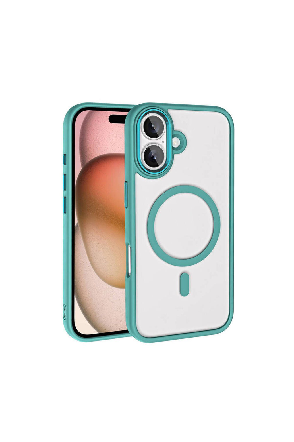 Apple iPhone 16 Plus Kılıf Wireless Şarj Özellikli Zore Krom Magsafe Silikon Kapak-Yeşil