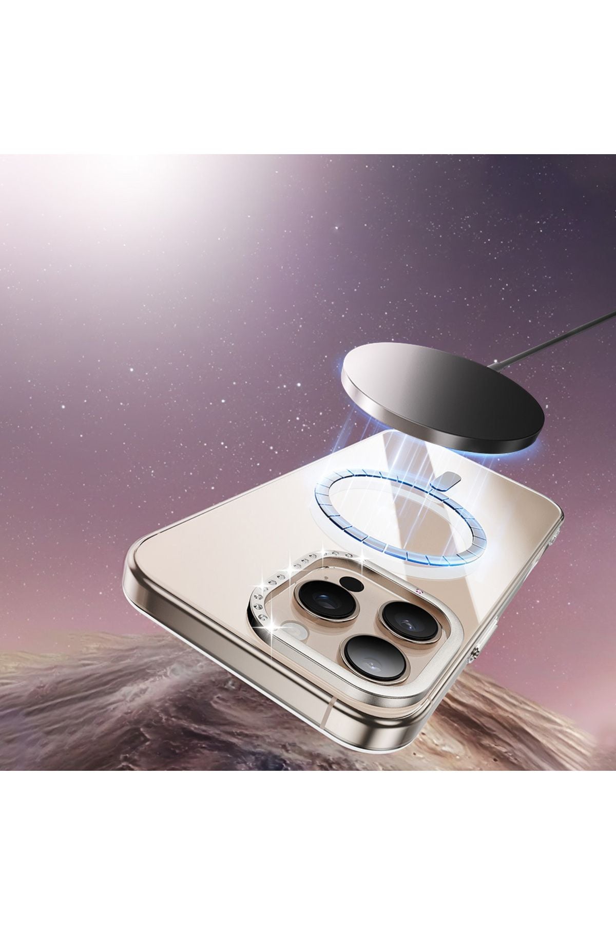 iPhone 16 Pro Kılıf Magsafe Şarj Özellikli Kamera Standlı Estop Kapak-Şeffaf