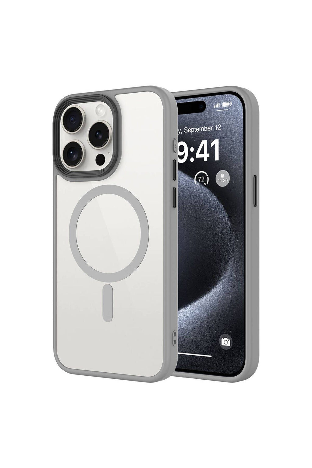 iPhone 15 Pro Max Uyumlu Mat Arka Yüzey Wireless Şarj Özellikli Zore Flet Magsafe Kılıf-Beyaz