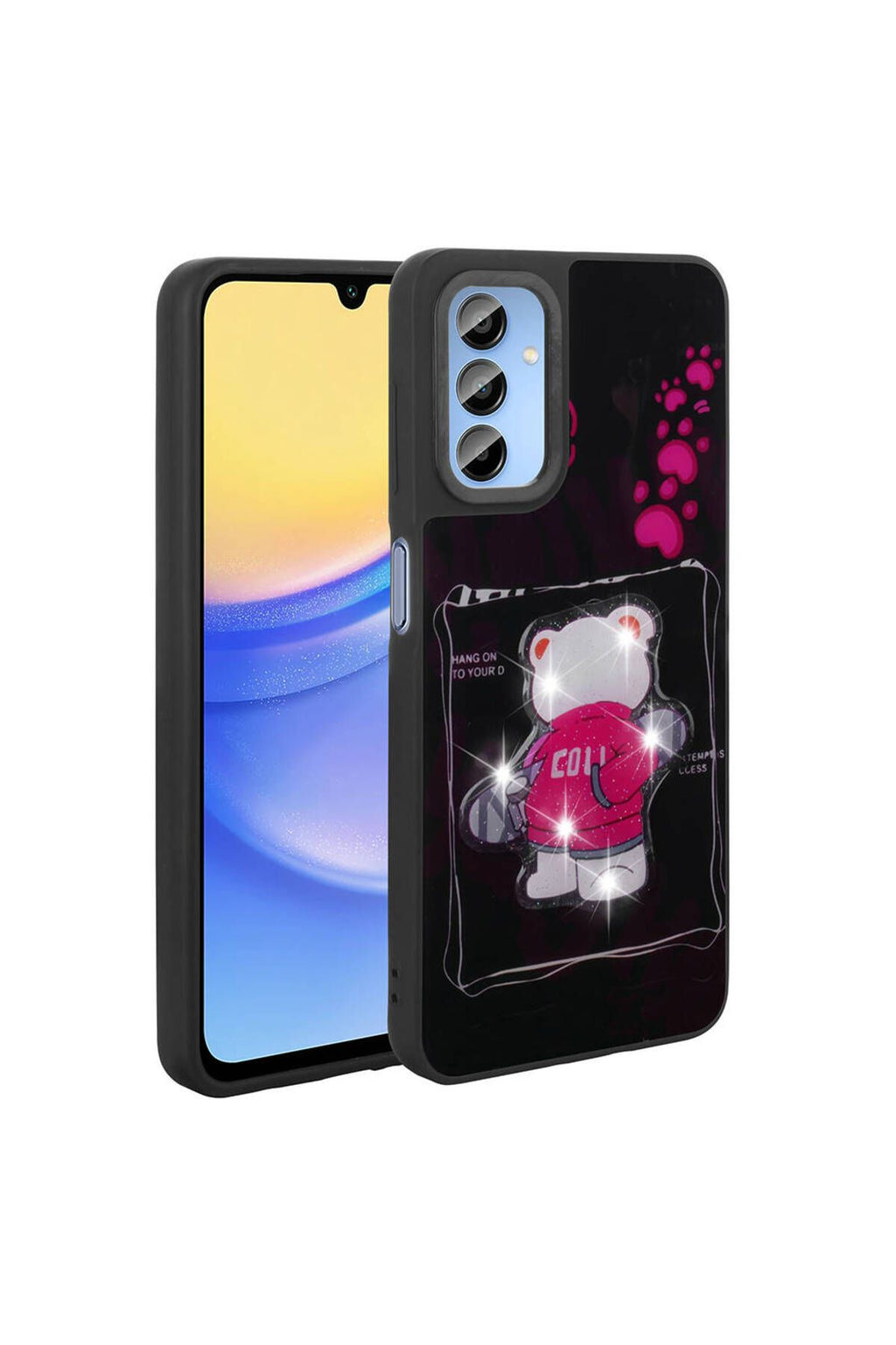 Galaxy A25 Kılıf Parlayan Kabartmalı İkonik Figürlü Zore Amas Silikon Kapak - Siyah