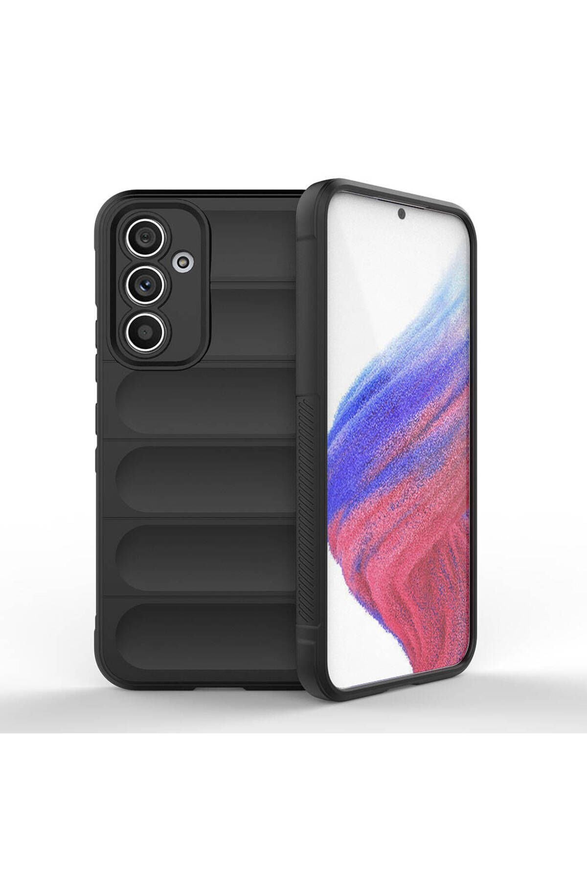 Galaxy A54 Kılıf Esnek TPU Oyuklu Arka Yüzey Tasarımlı Zore Etnik Silikon Kapak - Lacivert