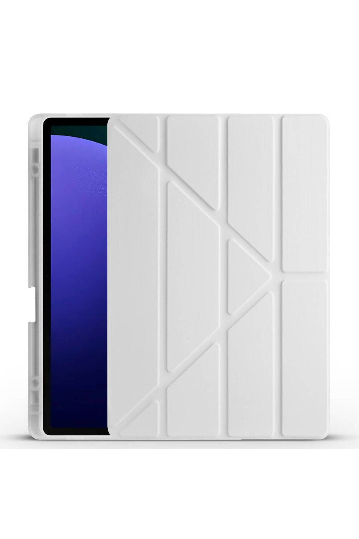 Galaxy Tab S9 FE Plus Kılıf  Uyumlu Zore Tri Folding Kalem Bölmeli Standlı Kılıf-Lacivert