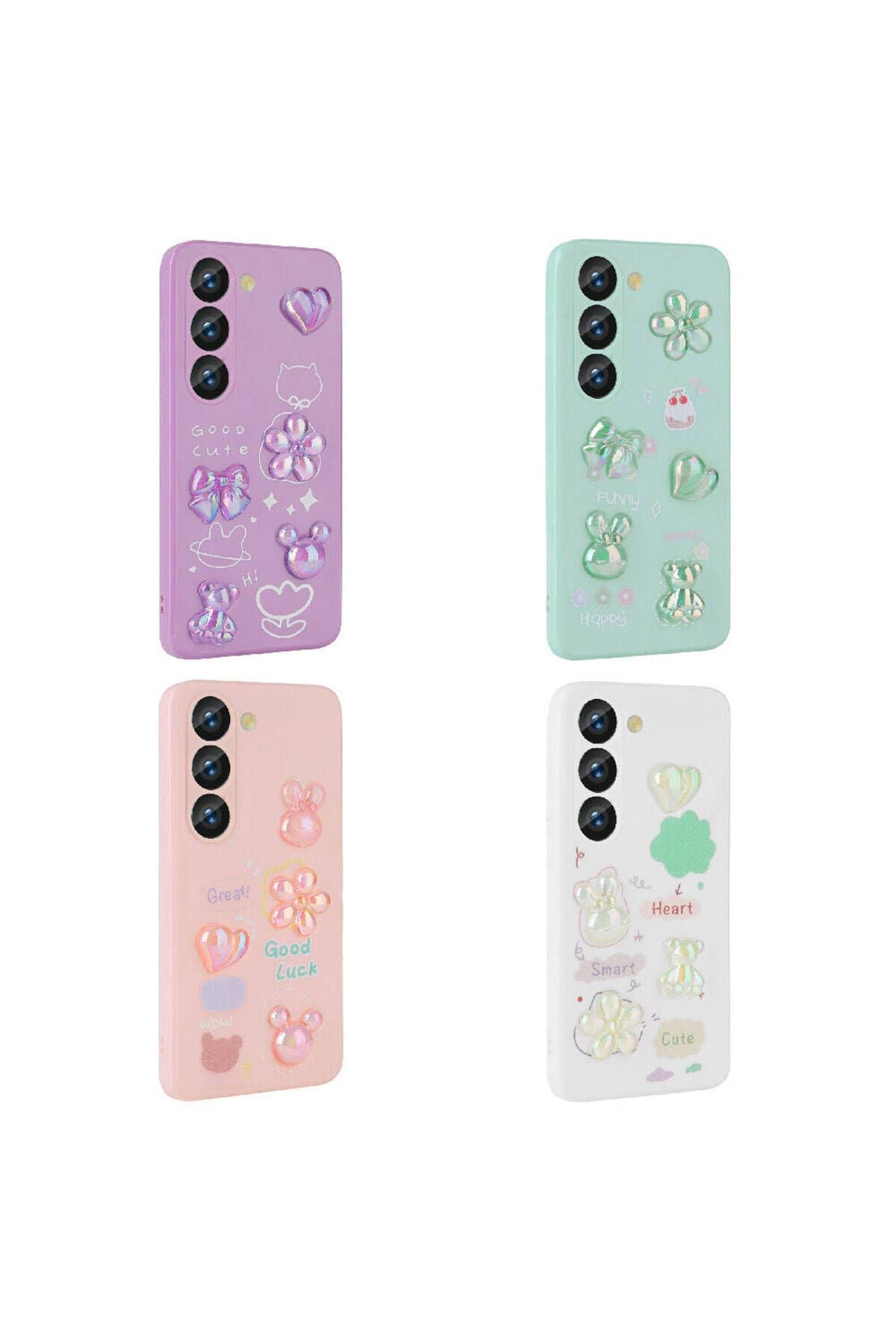 Galaxy S23 Uyumlu Kabartma Figürlü Parlak Zore Toys Silikon Kılıf-Mor