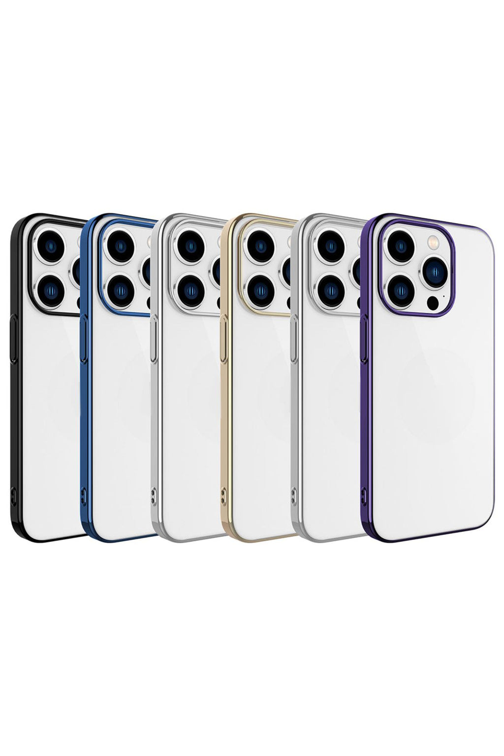 iPhone 15 Pro Uyumlu Sert PC Renkli Çerçeveli Zore Riksos Kılıf-Koyu Gri