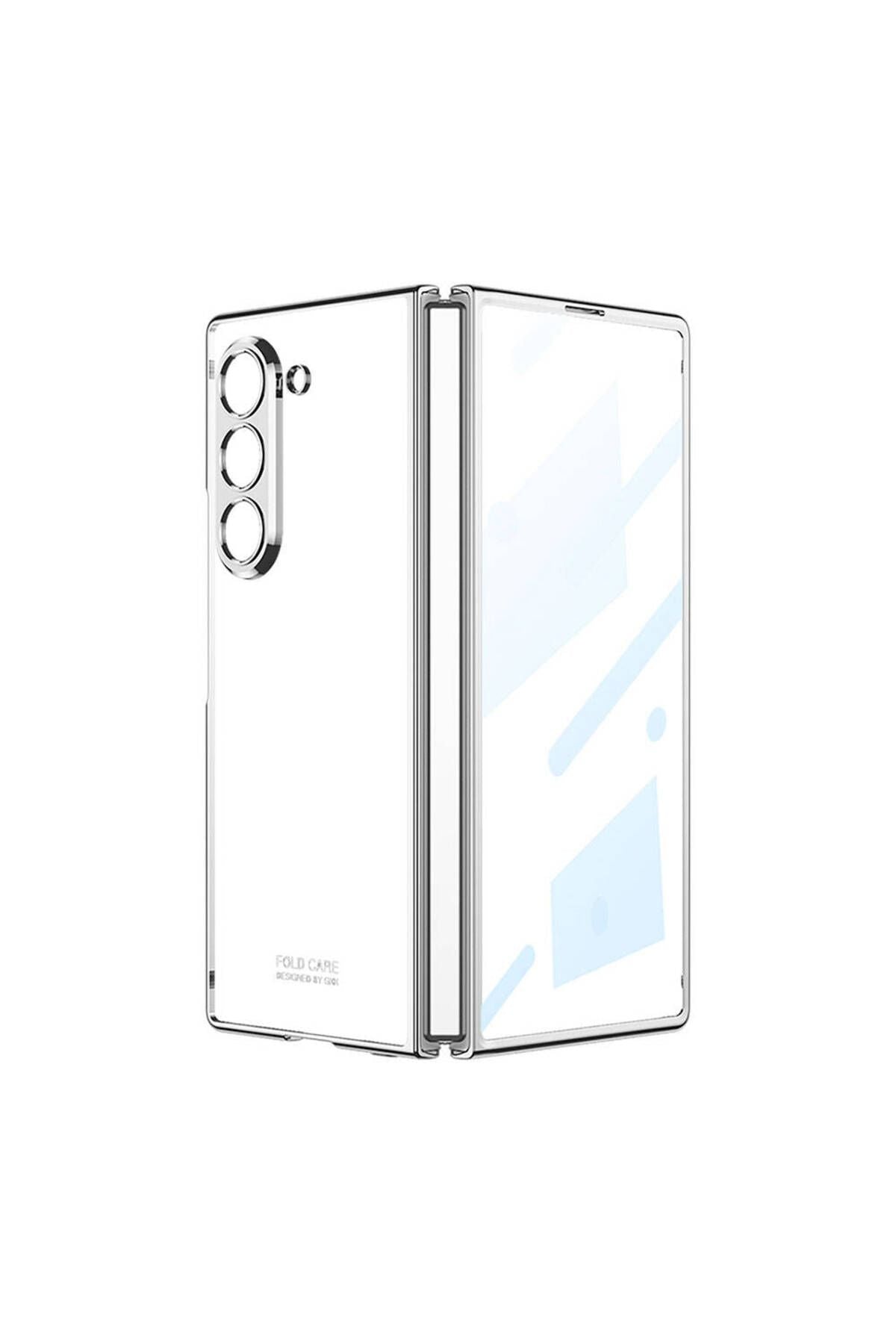 Galaxy Z Fold 6 Kılıf Zore Full Camlı Kıpta Kapak-Gümüş