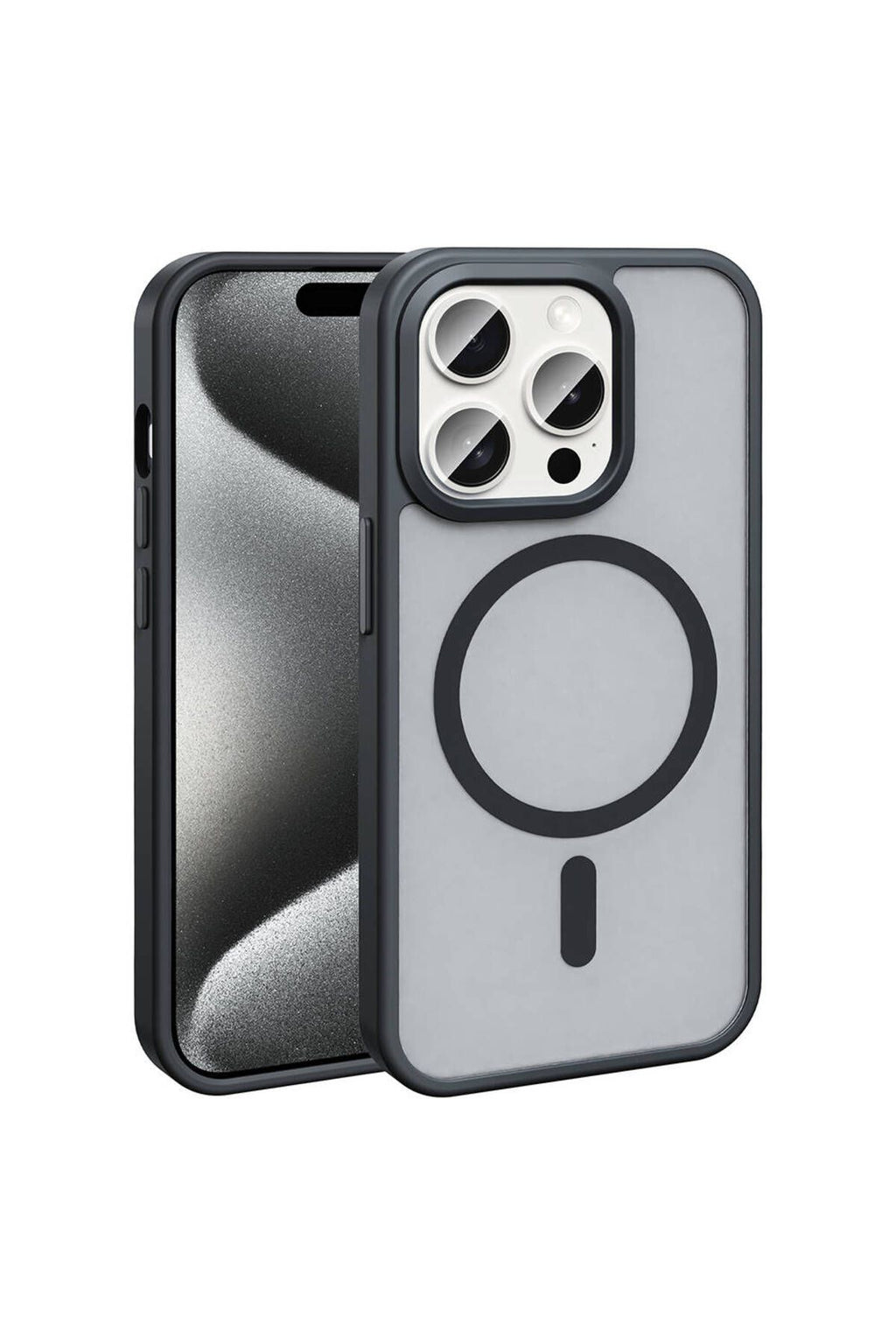 iPhone 15 Pro Max Kılıf Magsafe Şarj Özellikli Mat Arka Yüzey Zore Sio Kapak-Lacivert