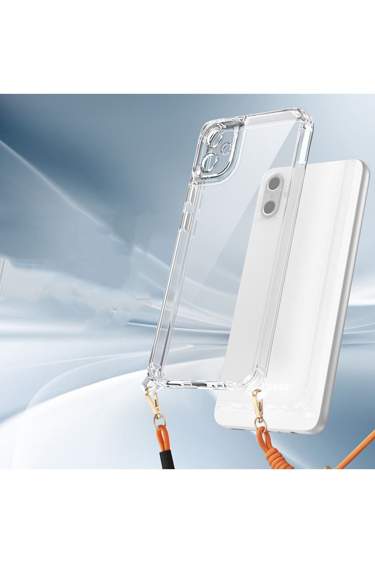 Galaxy A06 Uyumlu Kılıf Airbagli Takılabilir Askı Aparatlı Zore Snap Silikon Kapak-Şeffaf