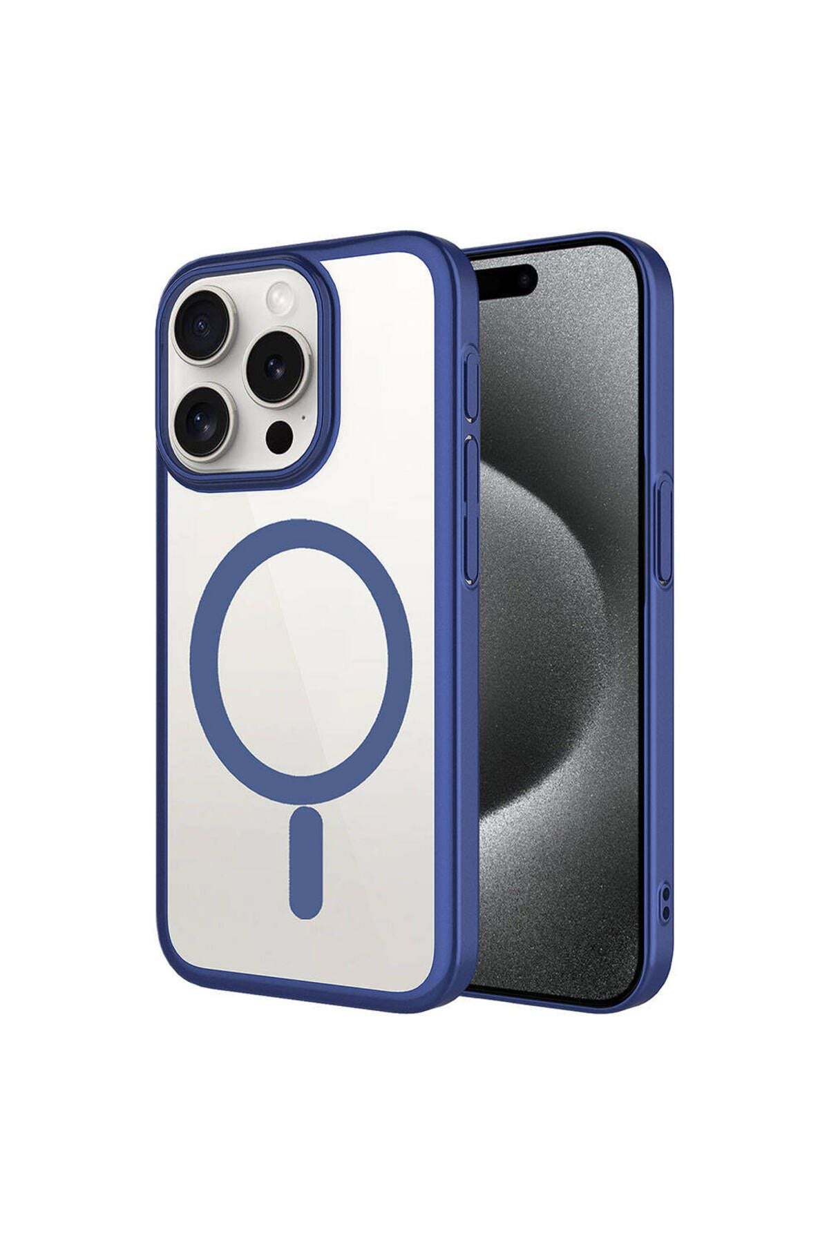 iPhone 15 Pro Max Uyumlu Wireless Şarj Özellikli Sert PC Zore Mat Riksos Magsafe Kılıf-Laciver