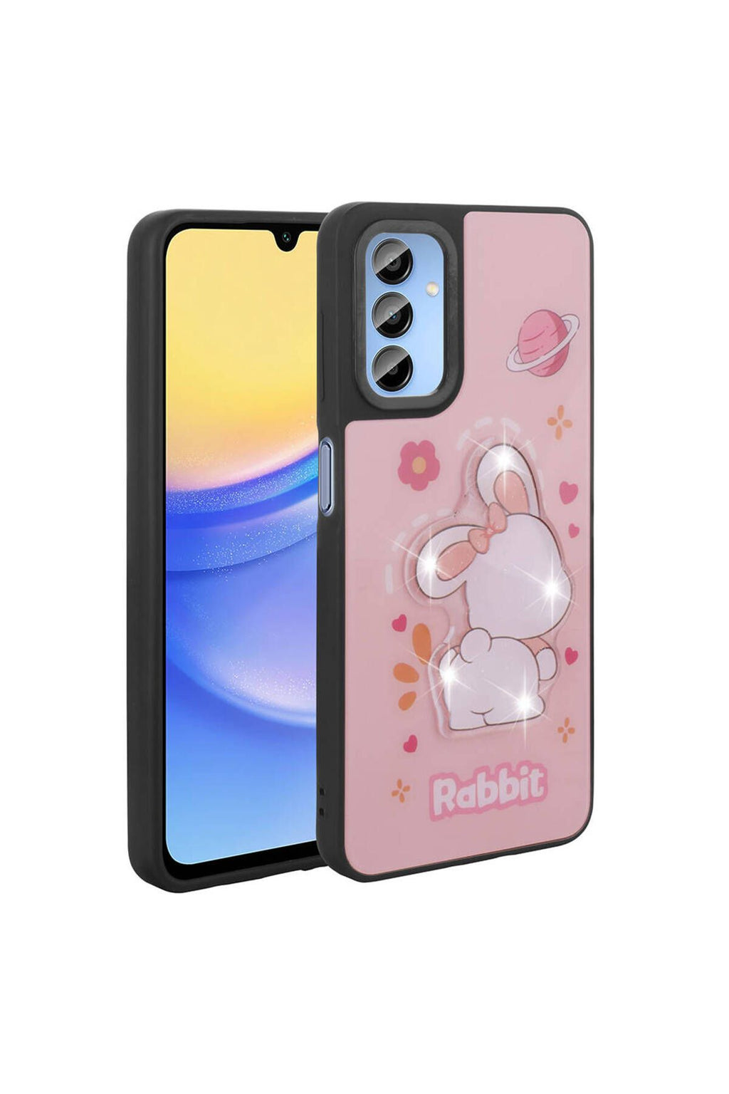 Galaxy A15 Kılıf Parlayan Kabartmalı İkonik Figürlü Zore Amas Silikon Kapak - Beyaz