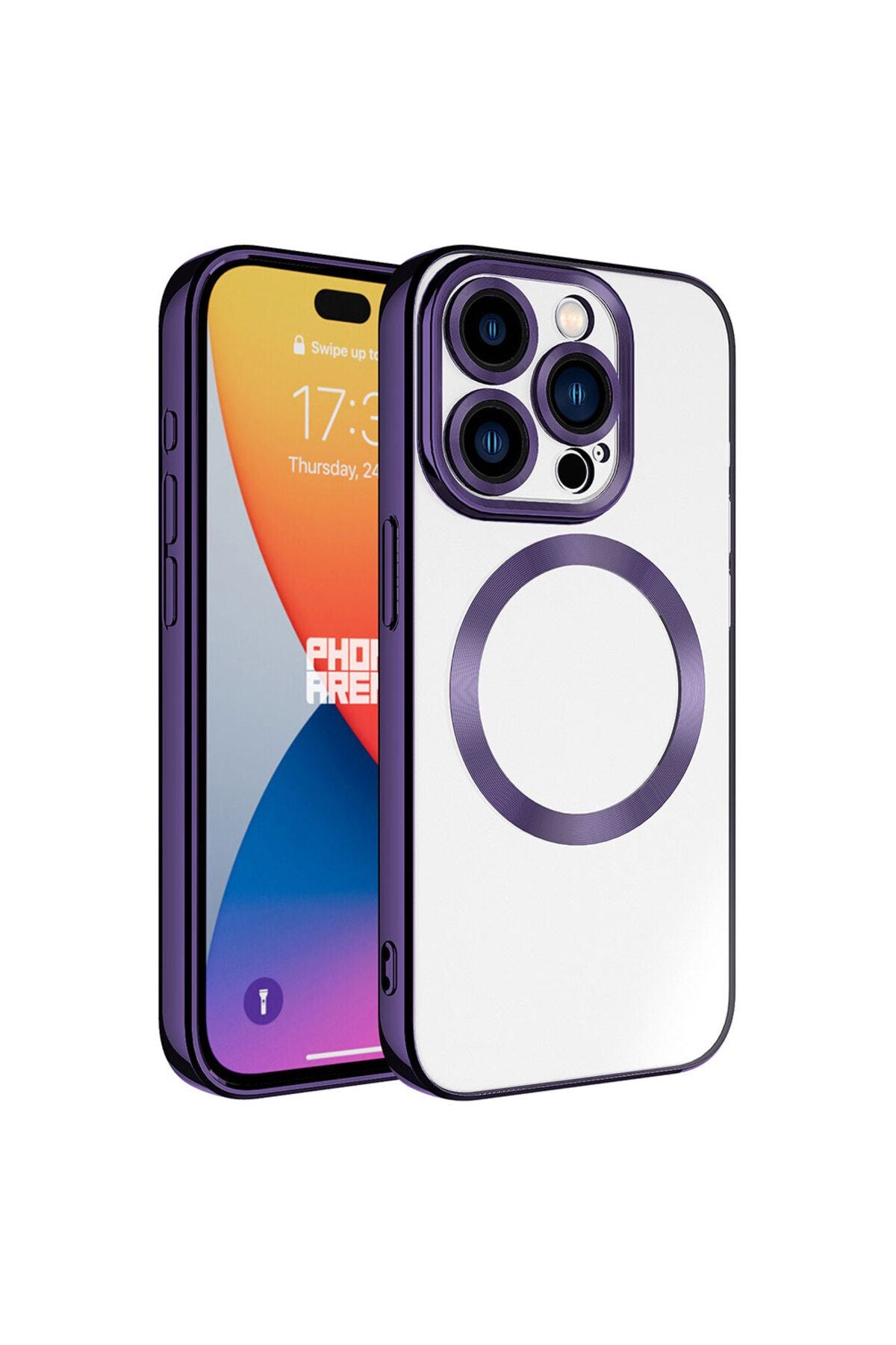 iPhone 15 Pro Max Uyumlu Magsafe Wireless Şarj Özellikli Zore Setro Silikon-Derin Mor