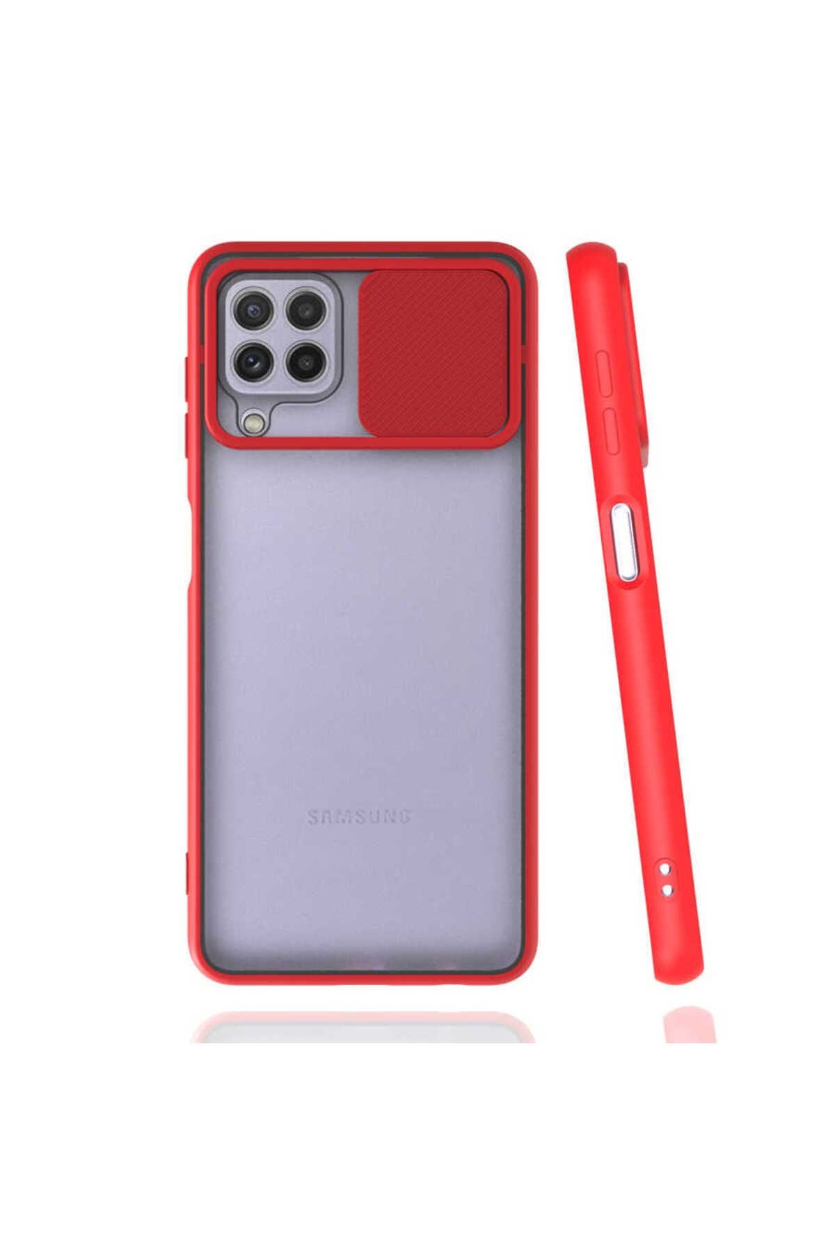 Galaxy A22 4G Kılıf Zore Lensi Kapak - Kırmızı