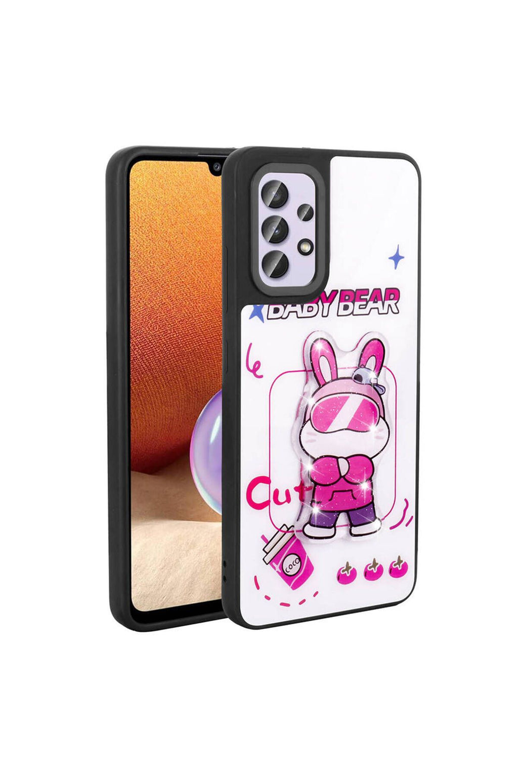 Galaxy A32 4G Kılıf Parlayan Kabartmalı İkonik Figürlü Zore Amas Silikon Kapak - Mor