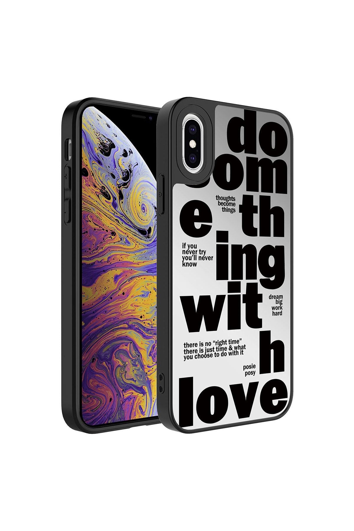 iPhone XS 5.8 Kılıf Aynalı Desenli Kamera Korumalı Parlak Zore Mirror Kapak - Fragile