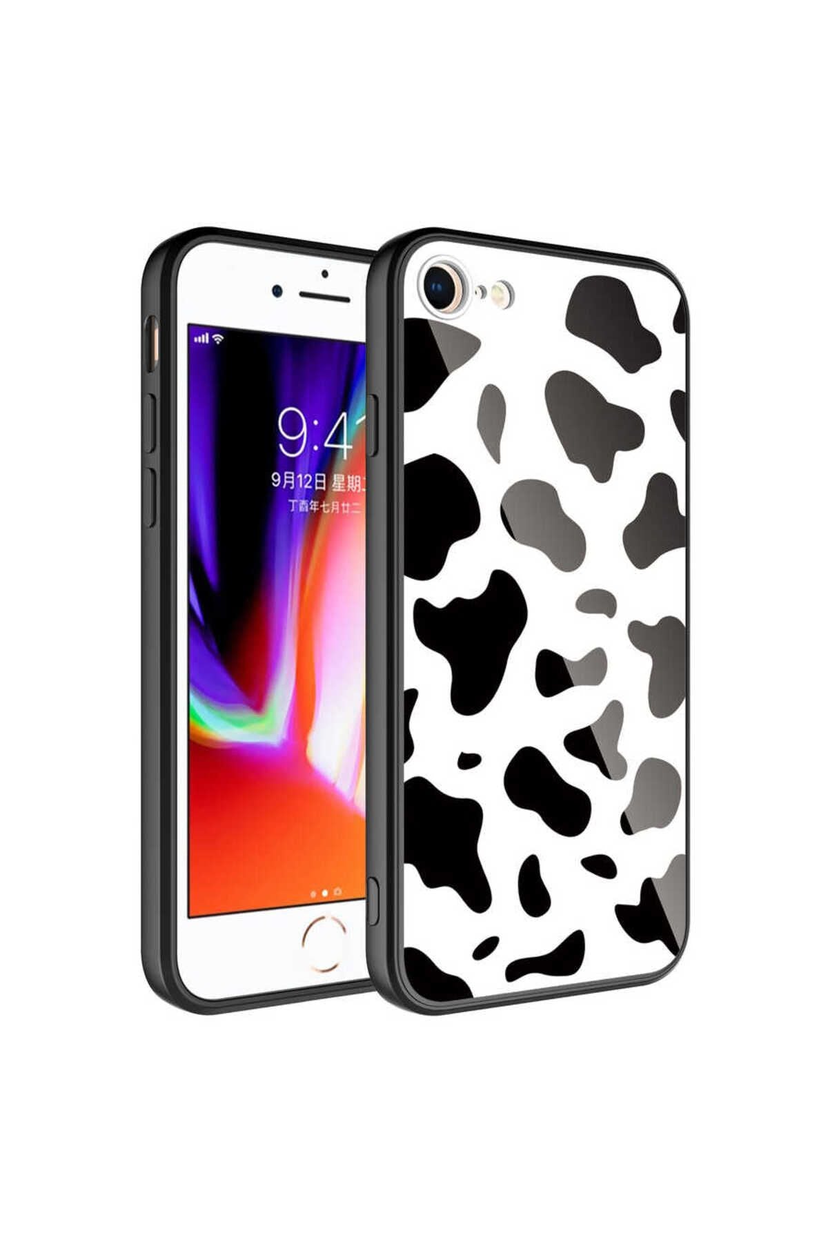 iPhone SE 2020 Kılıf Kamera Korumalı Desenli Sert Silikon Zore Epoksi Kapak - NO5