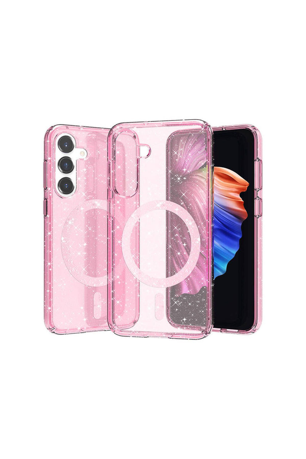 Galaxy S23 FE Kılıf Magsafe Şarj Özellikli Parlayan Simli Saydam Renkli Zore Allstar Kapak - Mor