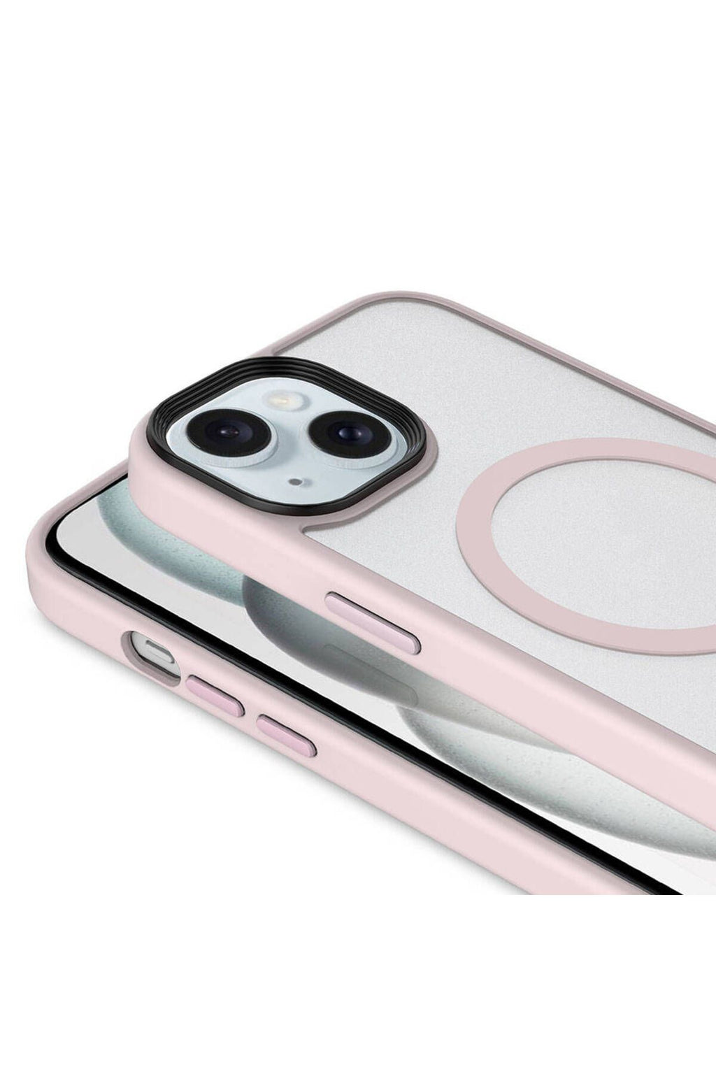 iPhone 15 Kılıf Mat Arka Yüzey Wireless Şarj Özellikli Zore Flet Magsafe Kapak - Mavi Açık