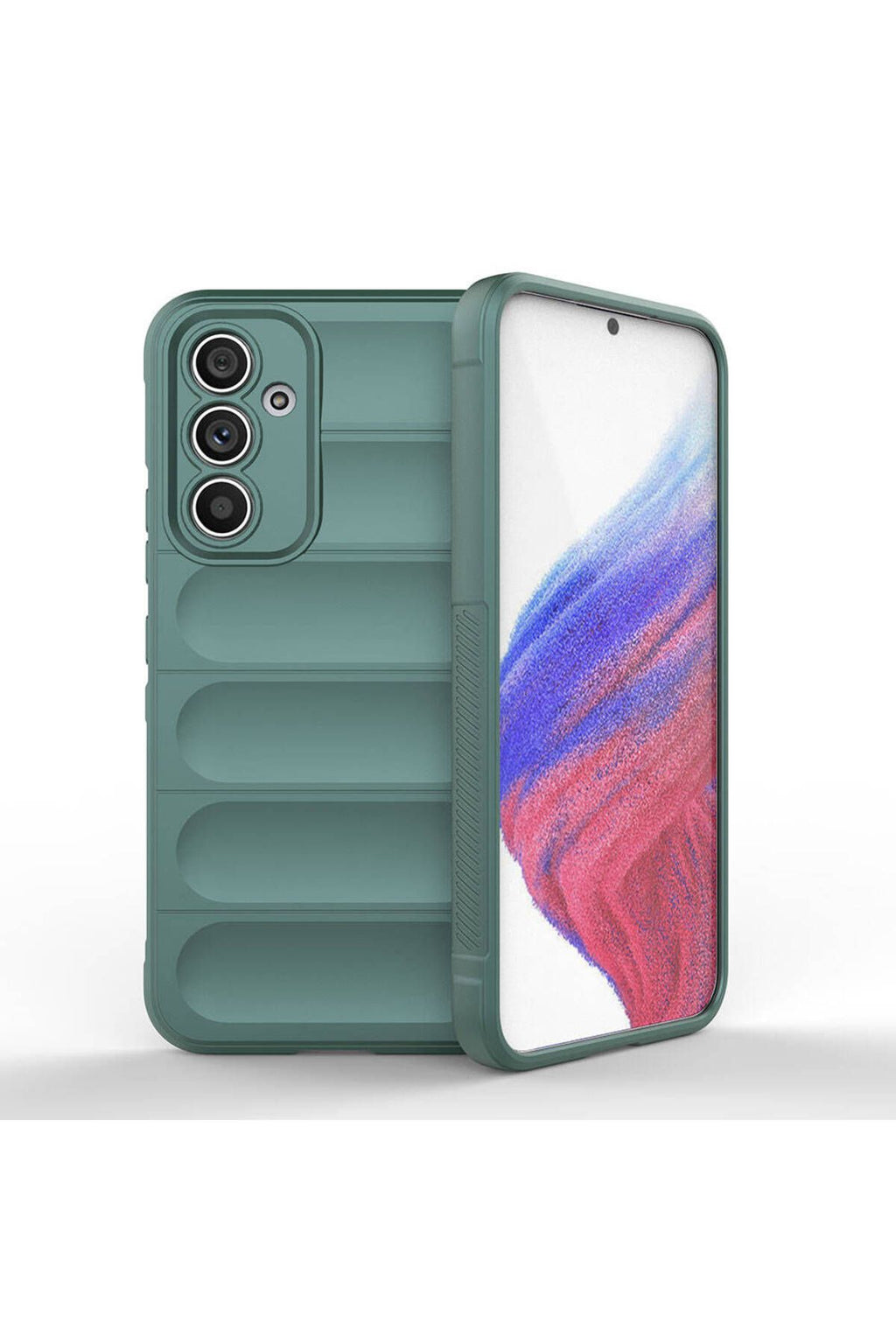 Galaxy A54 Kılıf Esnek TPU Oyuklu Arka Yüzey Tasarımlı Zore Etnik Silikon Kapak - Koyu Yeşil