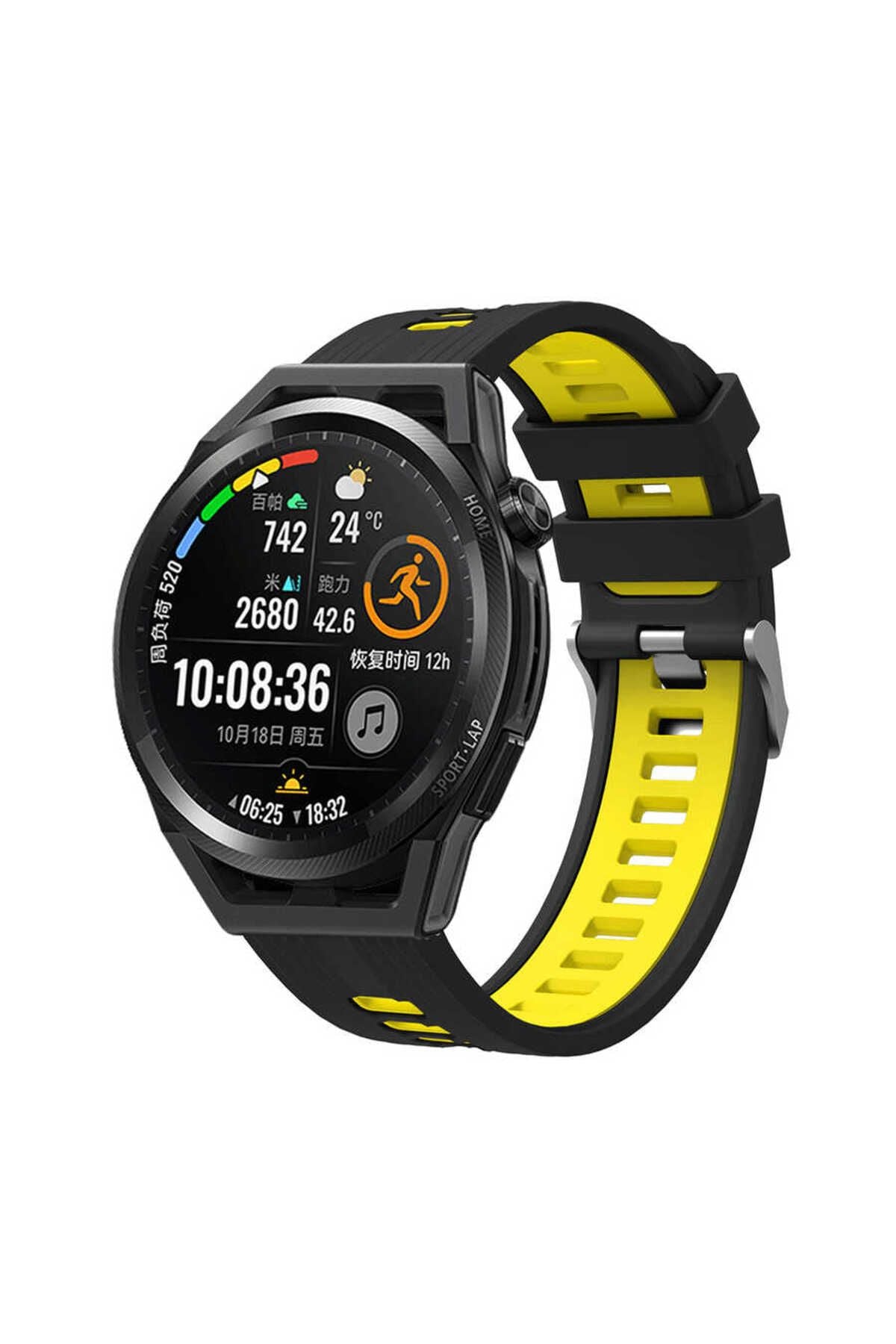 Galaxy Watch 42mm KRD-55 Uyumlu Zore Kordon-Siyah-Sarı