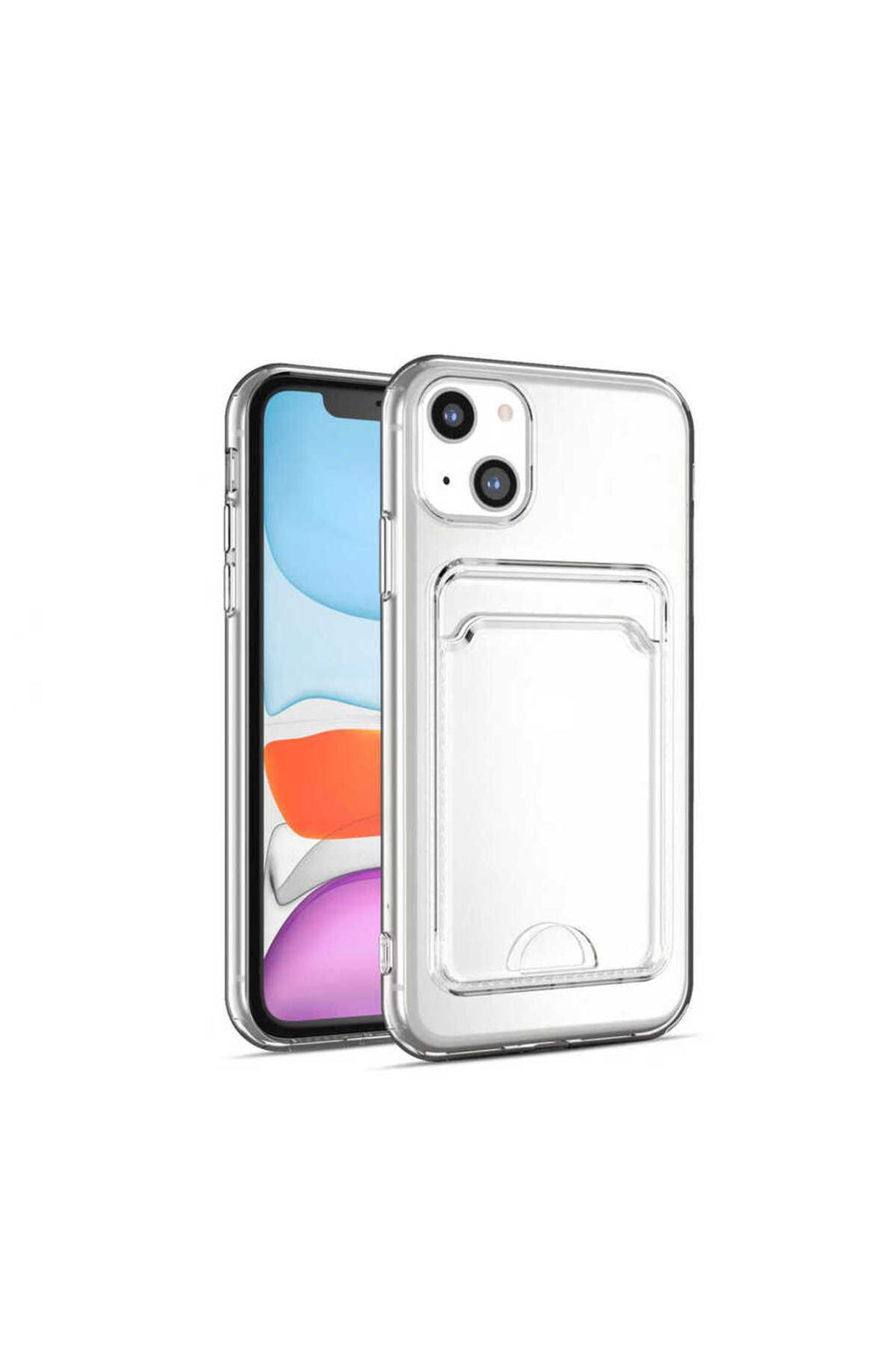 iPhone 14 Uyumlu Kartlıklı Şeffaf Zore Setra Clear Silikon Kılıf-Renksiz