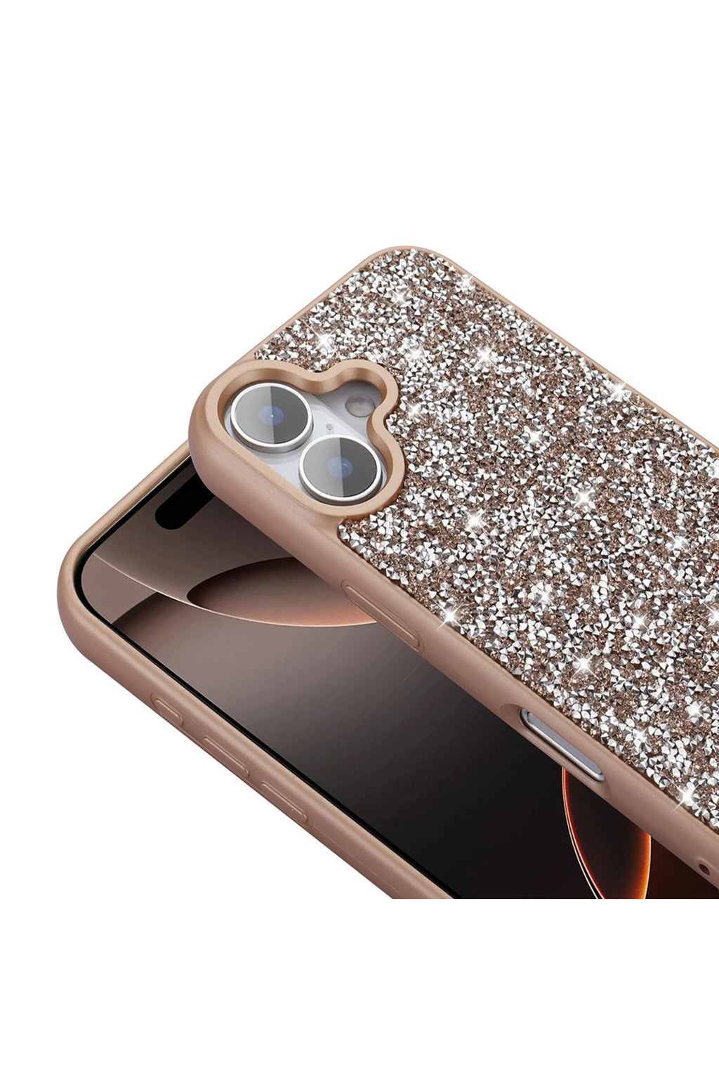 iPhone 16 Kılıf Parlak Taşlı Tasarım Zore Pırlanta Kapak - Gri