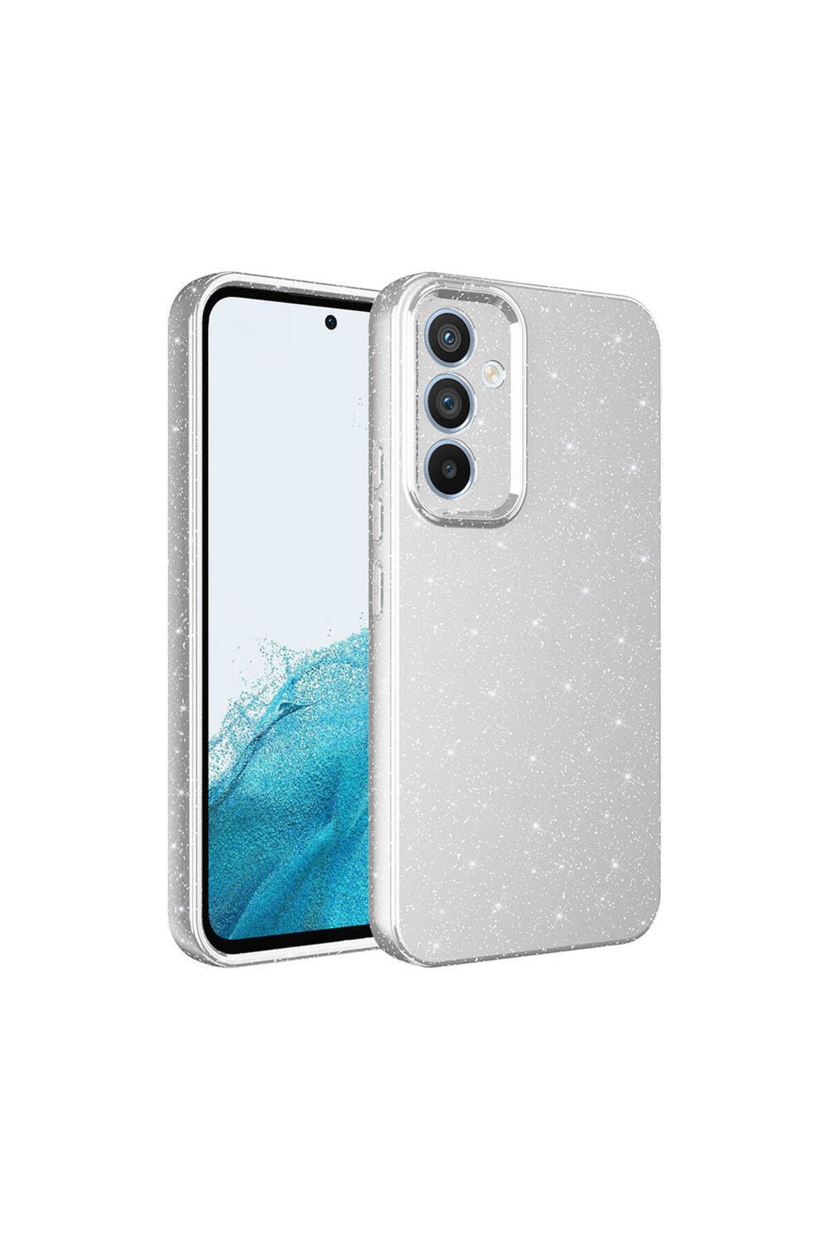 Galaxy S24 Plus Kılıf Kamera Korumalı Simli Lüks Zore Koton Kapak - Gümüş