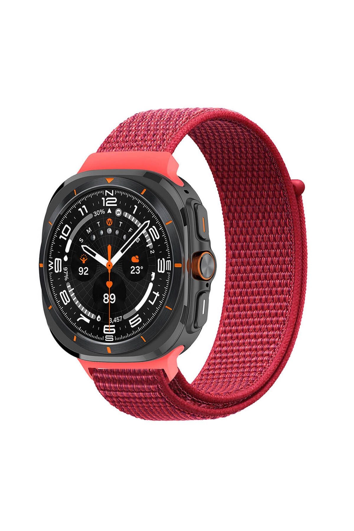Galaxy Watch Ultra 47mm Zore KRD-03 Hasır Kordon-Kırmızı