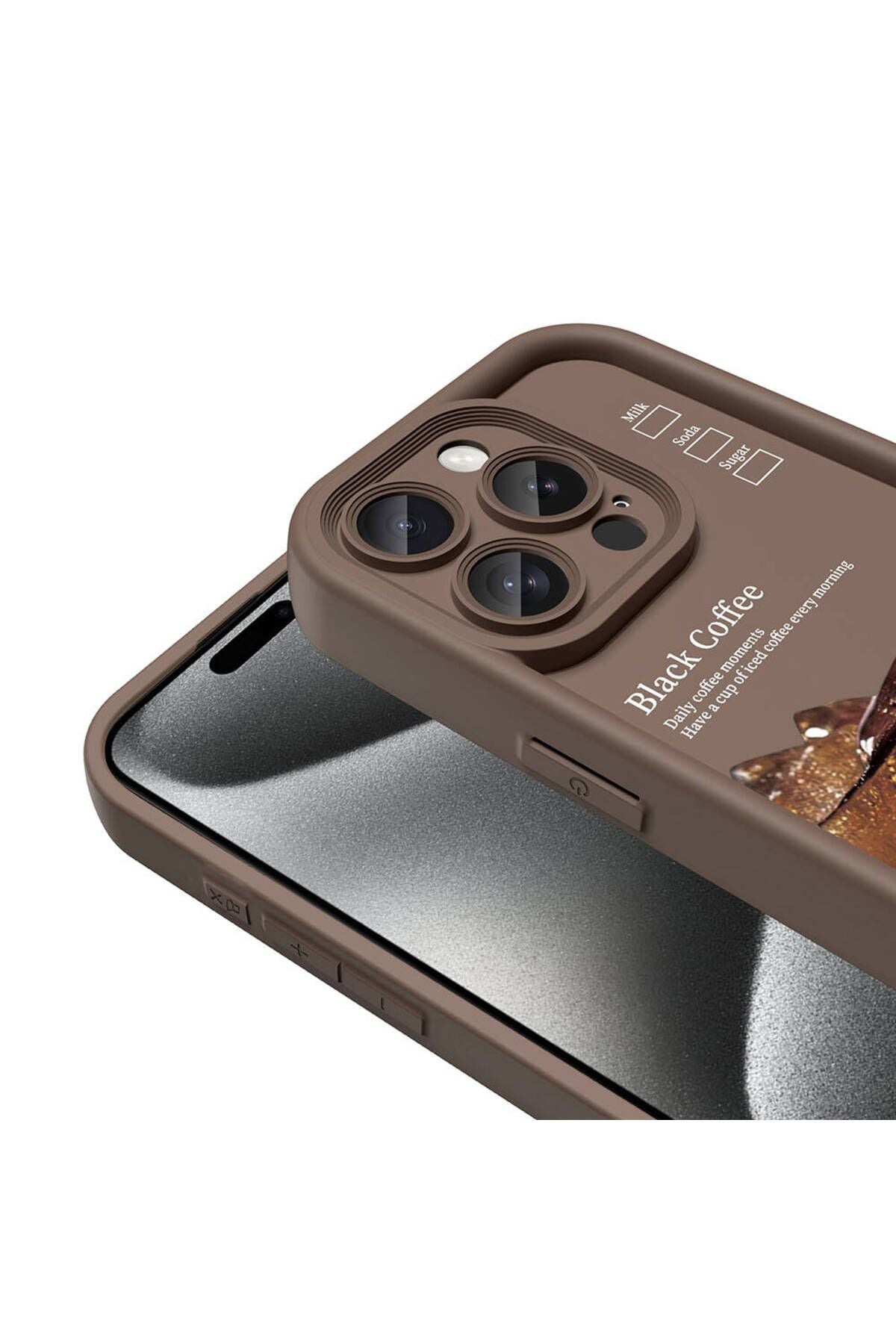 iPhone 15 Pro Max Kılıf Kamera Korumalı Baskılı Arka Yüzey Zore Klas Kapak - Koyu Kahve
