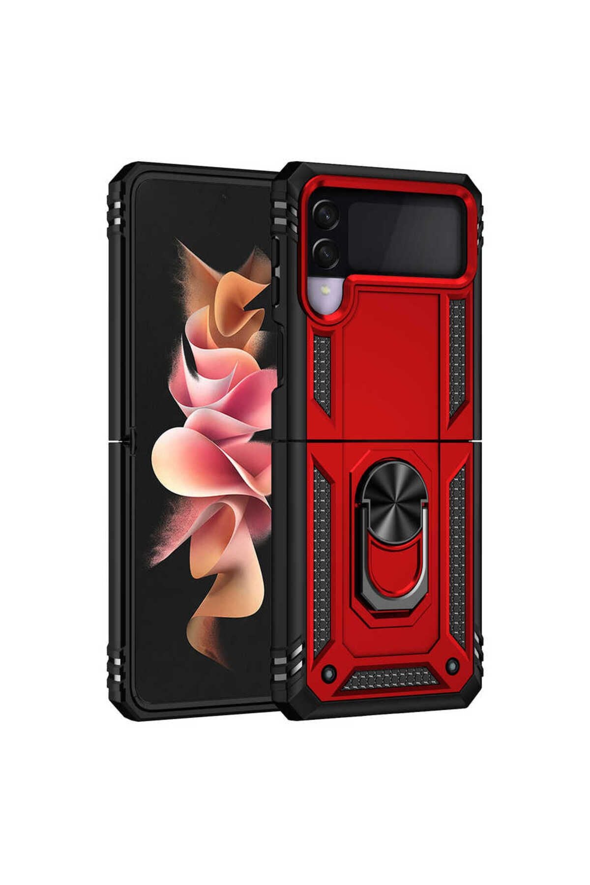 Galaxy Z Flip 3 Kılıf Zore Vega Kapak - Kırmızı