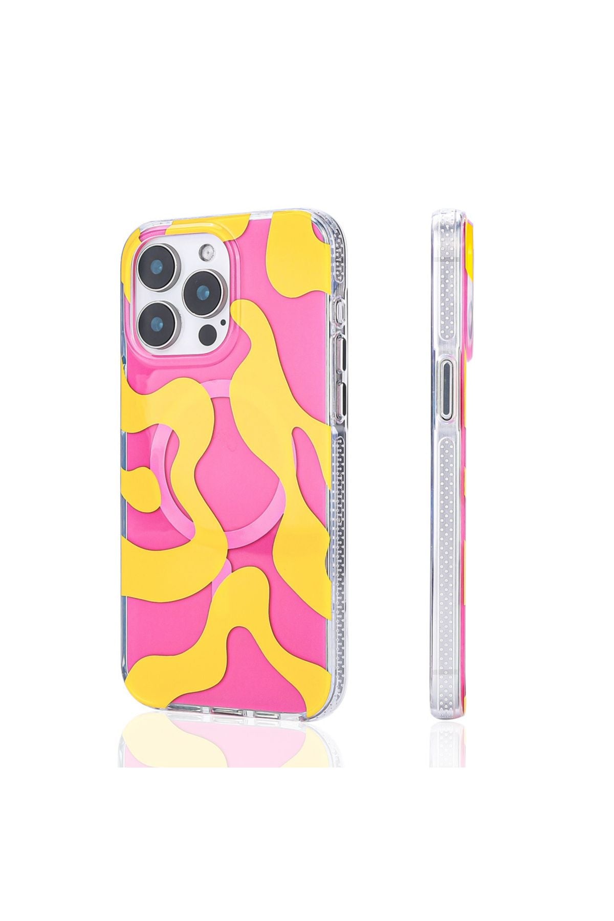 iPhone 16 Pro Max Uyumlu Kılıf Magsafe Şarj Özellikli Zore Stilo Kapak-Pembe-Mavi