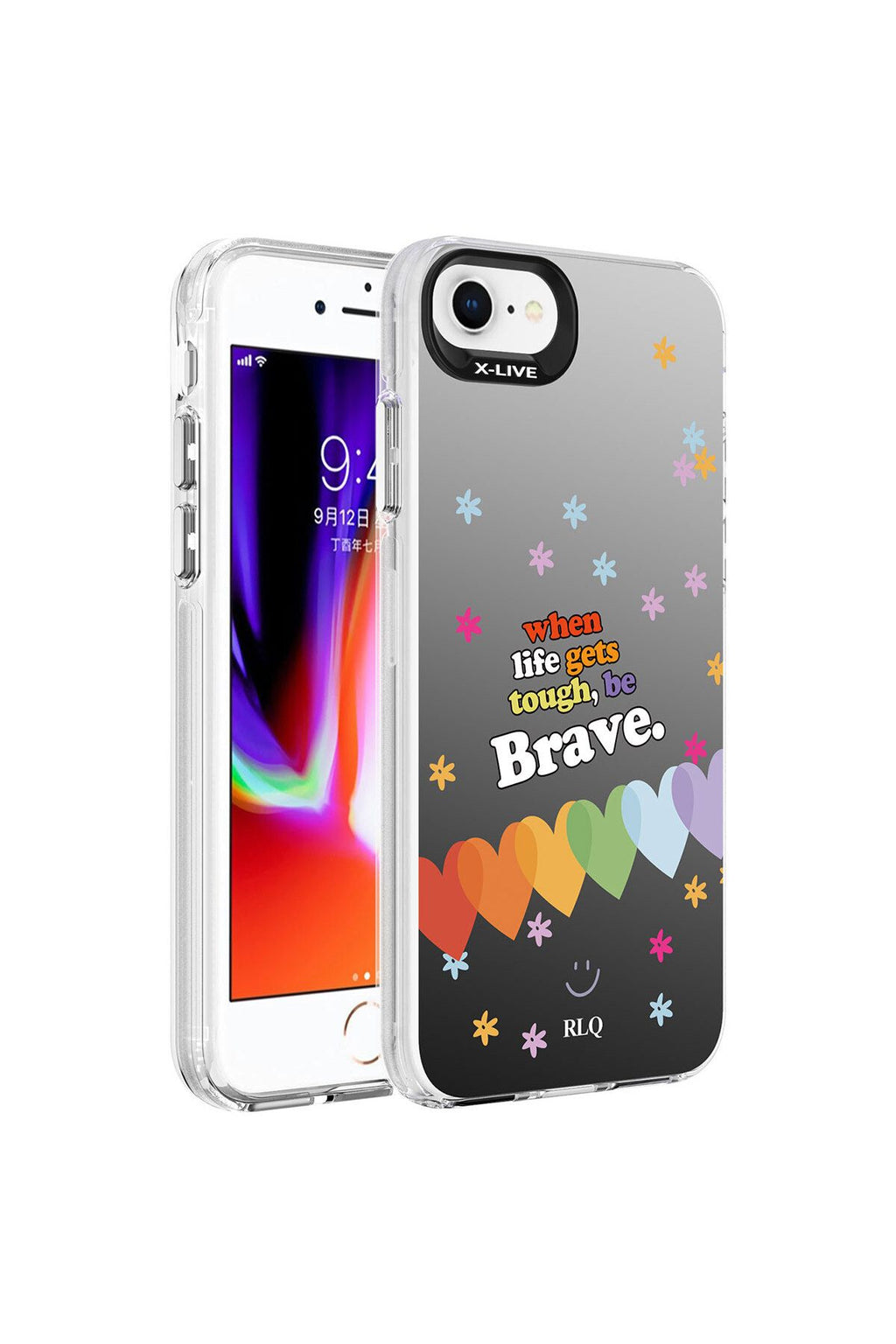 iPhone 8 Kılıf Desenli Zore Silver Sert Kapak - Mottolar