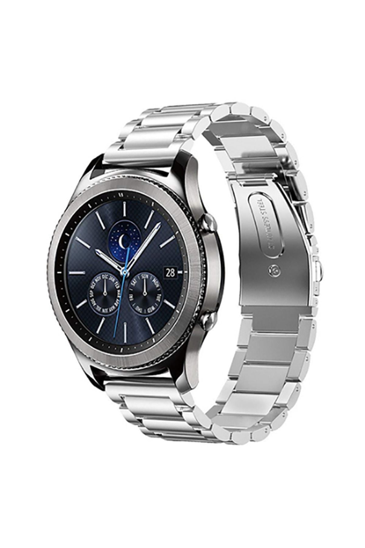Galaxy Watch 46mm (22mm) Uyumlu KRD-04 Metal Zore Kordon-Gümüş