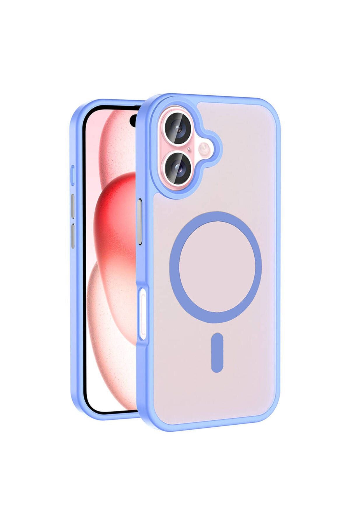 iPhone 16 Plus Kılıf Magsafe Şarj Özellikli Mat Arka Yüzey Zore Sio Kapak-Lila