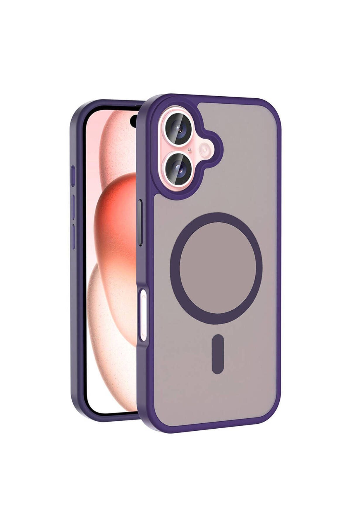 iPhone 16 Plus Kılıf Magsafe Şarj Özellikli Mat Arka Yüzey Zore Sio Kapak-Sarı