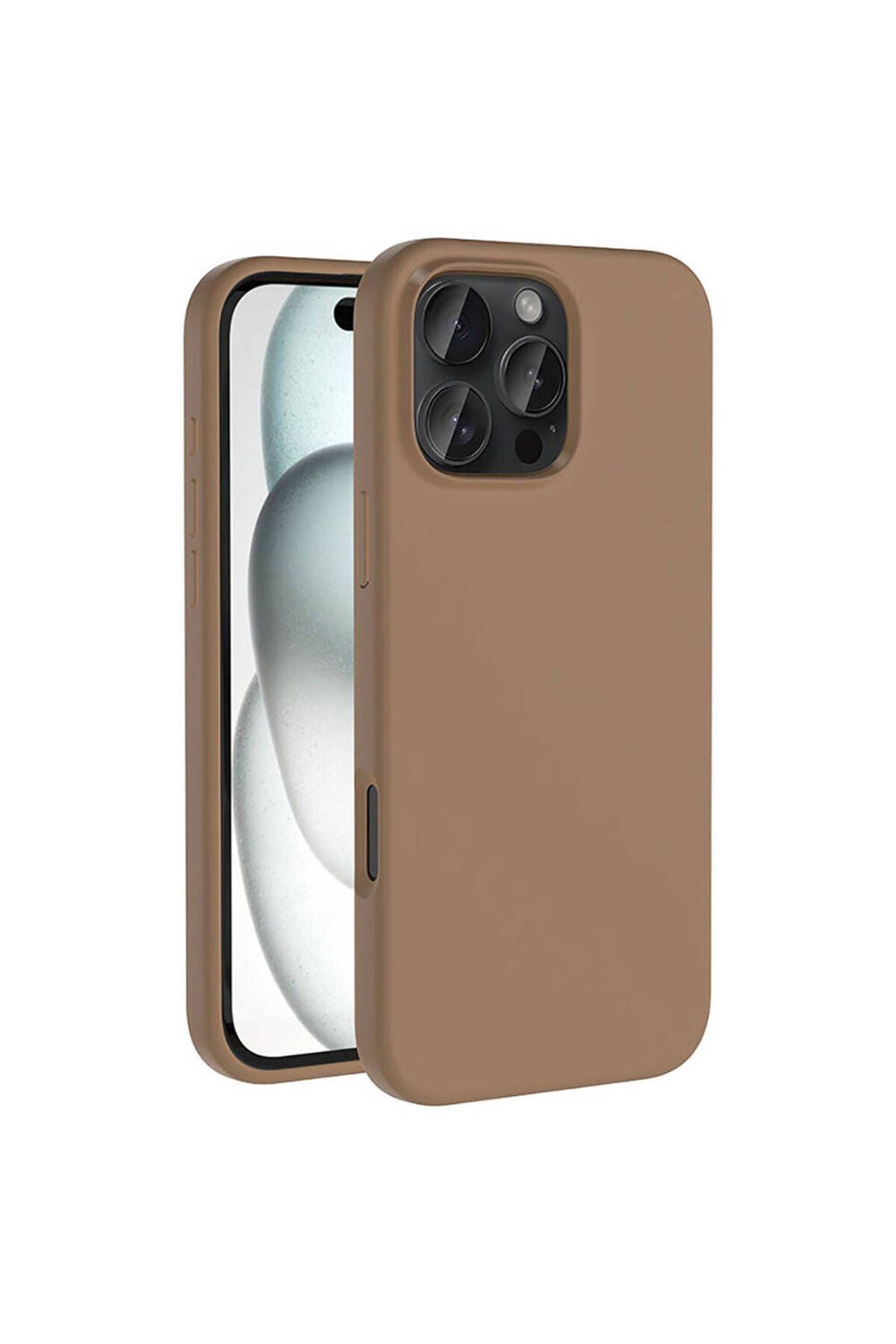 iPhone 16 Pro Kılıf Magsafe Şarj Özellikli Sıvı Teknolojili Silinebilir Sert Zore Kivi Kapak-Bej Gol