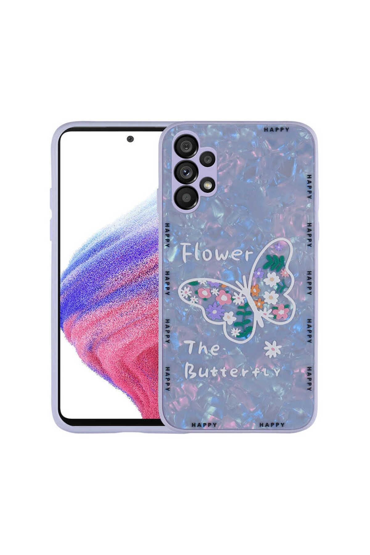 Galaxy A13 4G Kılıf Desenli Sert Silikon Zore Mumila Kapak - Lilac Flower