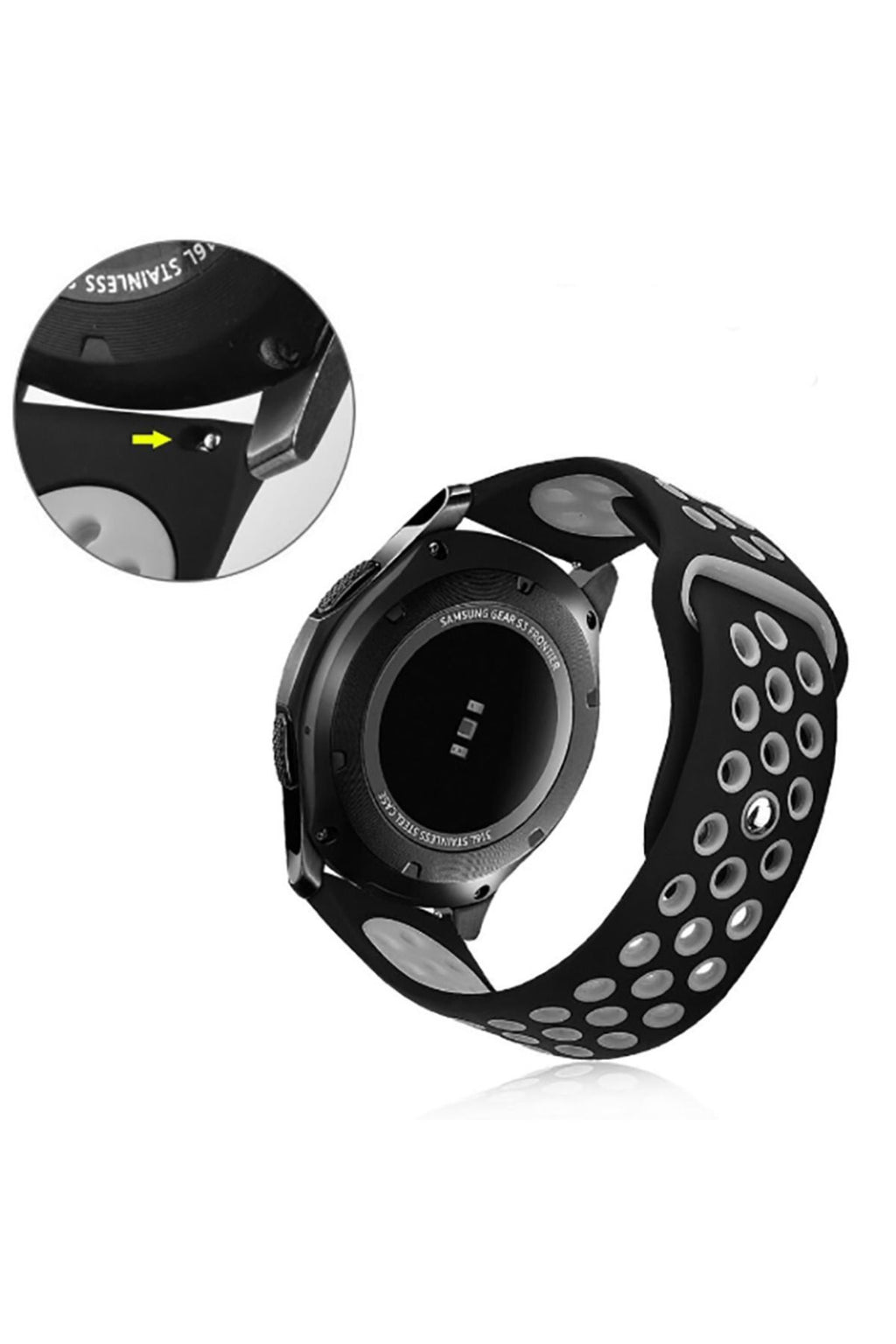 Galaxy Watch 46mm (22mm) KRD-02 Uyumlu Zore Kordon-Gri-Siyah