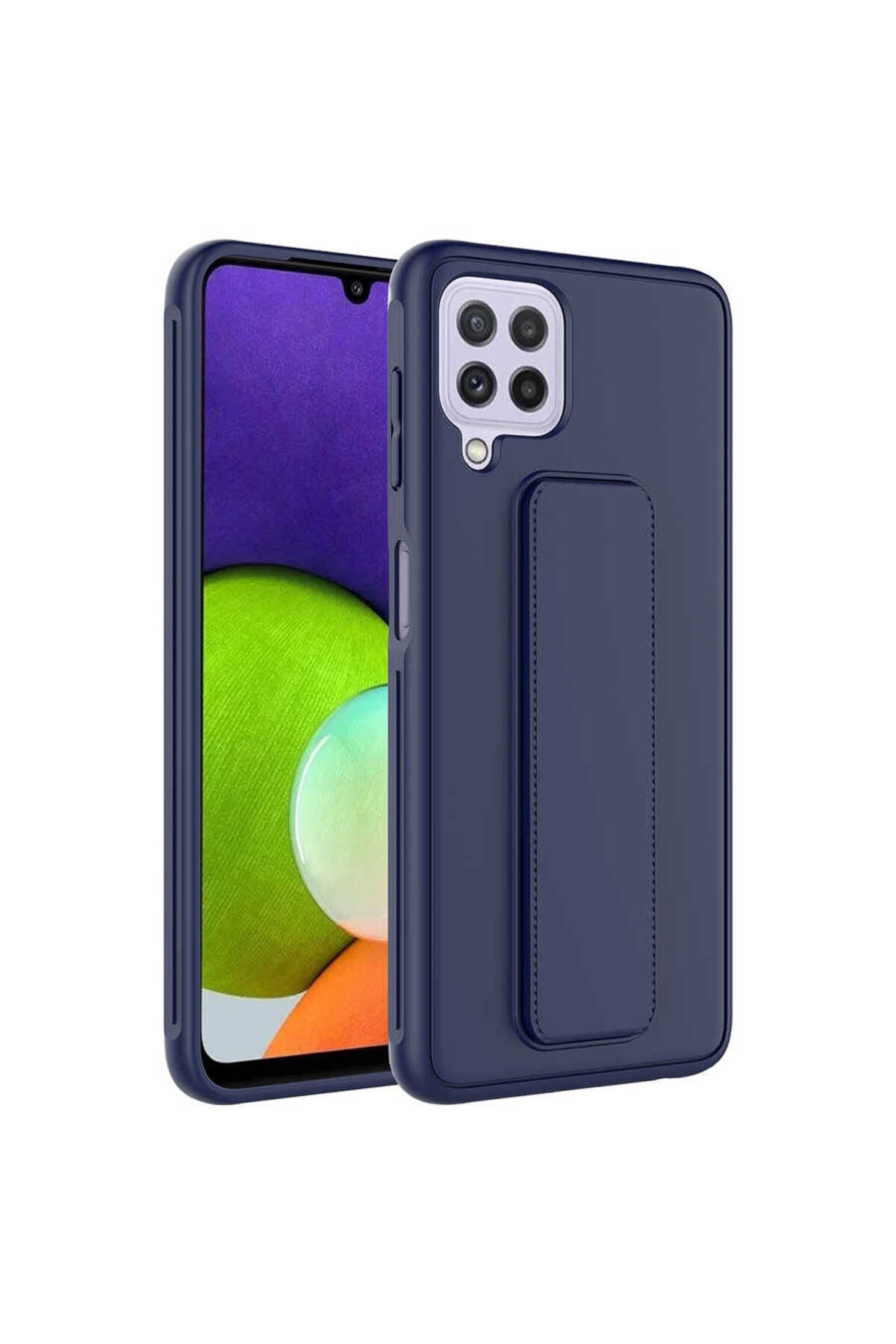 Galaxy A22 4G Kılıf Zore Qstand Kapak - Lacivert