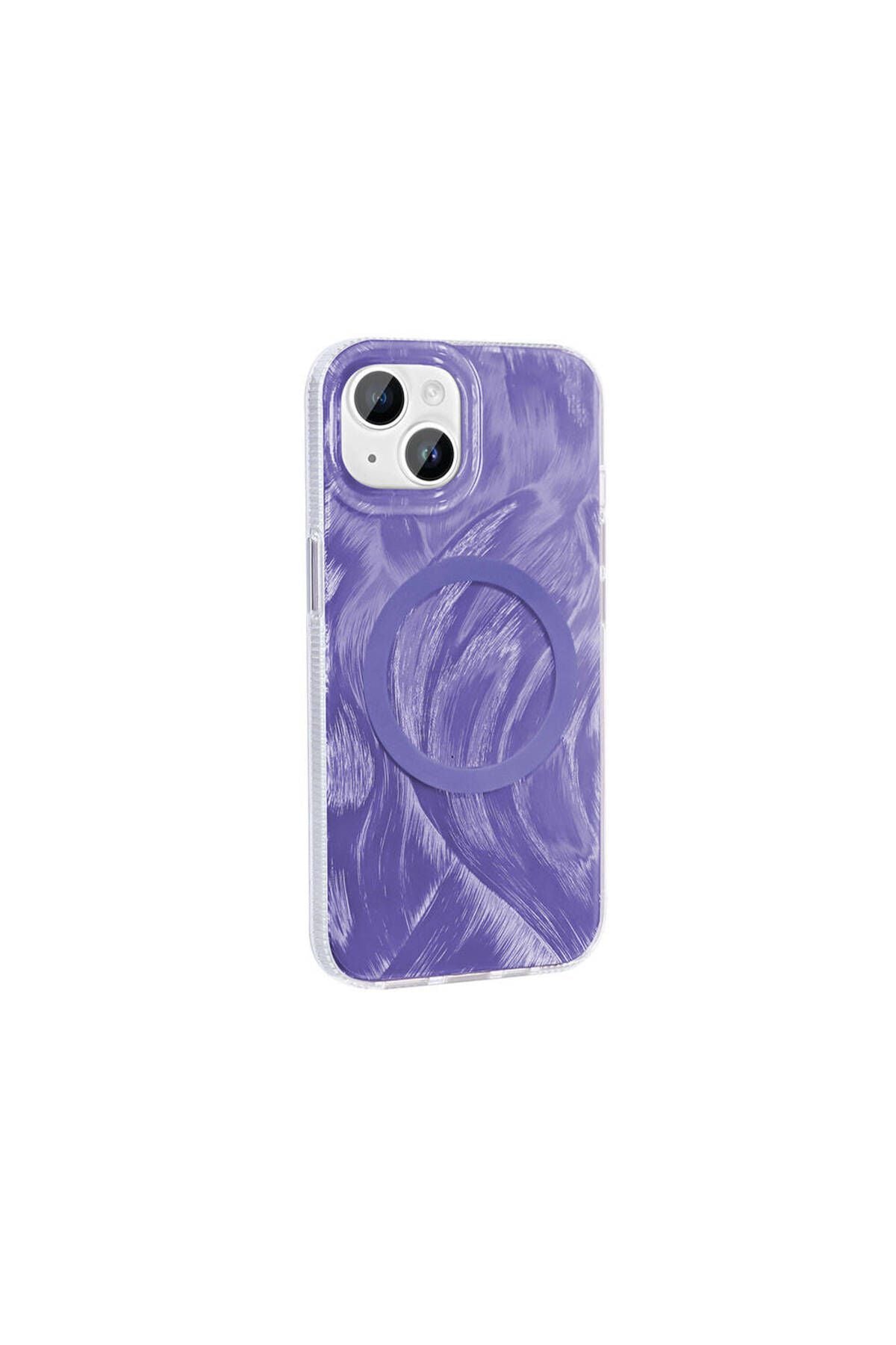 iPhone 15 Uyumlu ODC Kılıf Magsafe Şarj Özellikli Fırça Boya Desenli Zore Palet Kapak-Mor