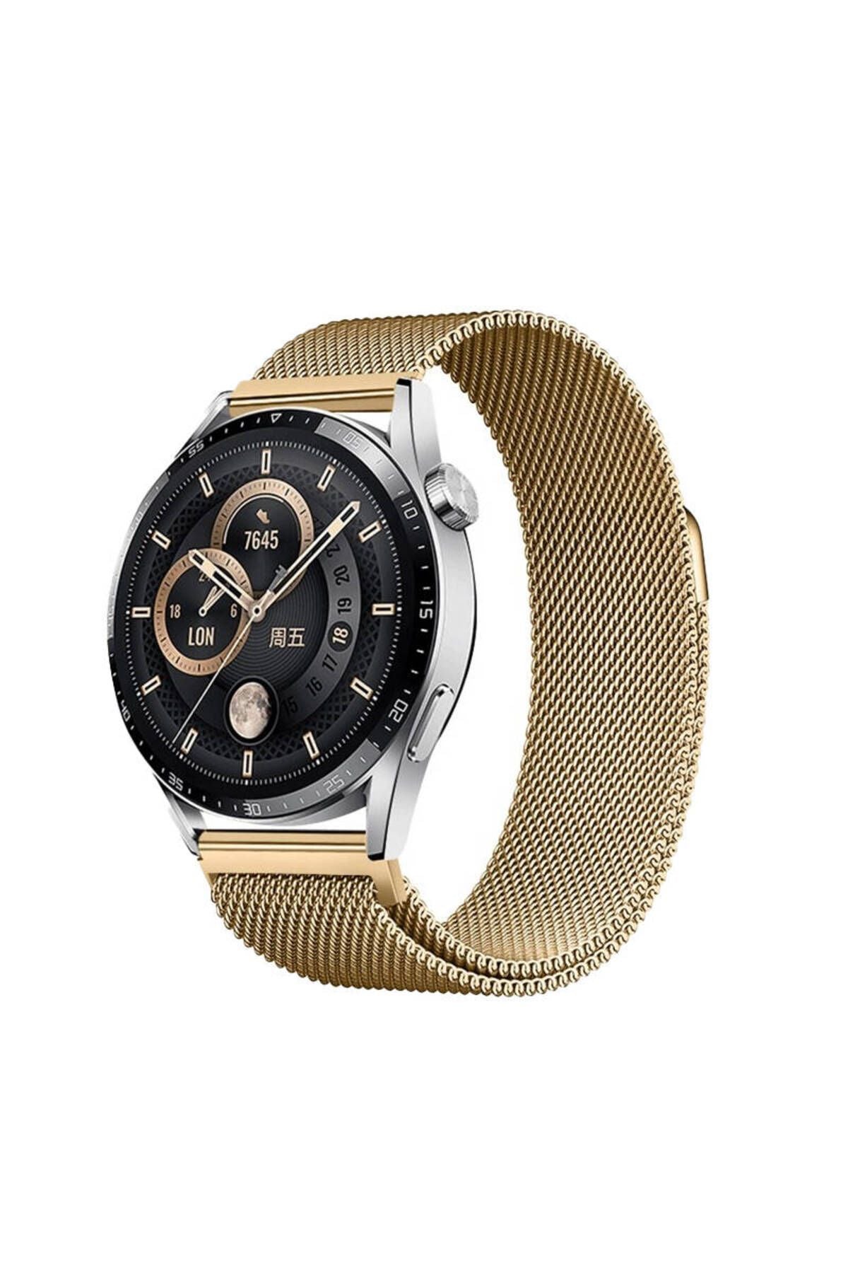 Galaxy Watch 42mm Zore Band-12 20mm Metal Hasır Kordon-Gold