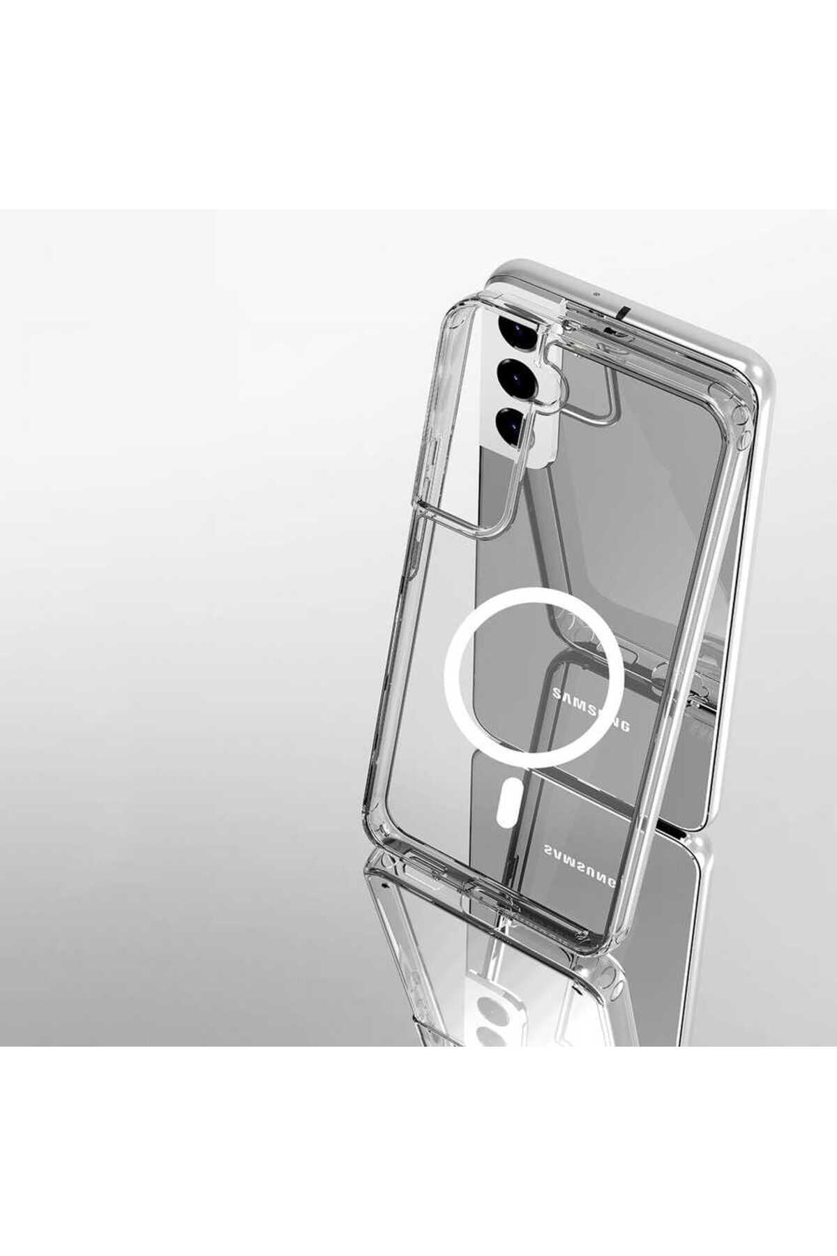 Galaxy S22 Uyumlu Zore Tacsafe Wireless Kılıf-Renksiz