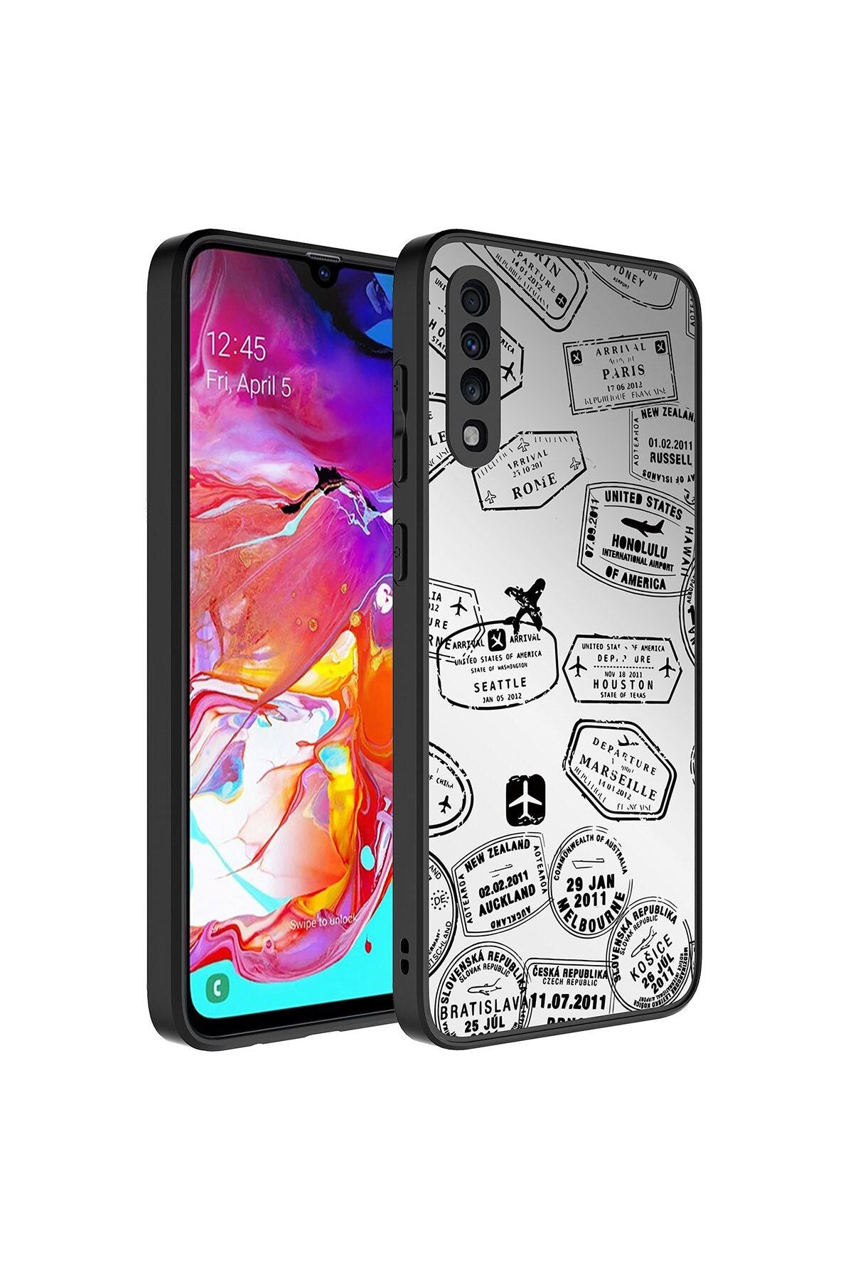 Galaxy A50 Kılıf Aynalı Desenli Kamera Korumalı Parlak Zore Mirror Kapak - Seyahat