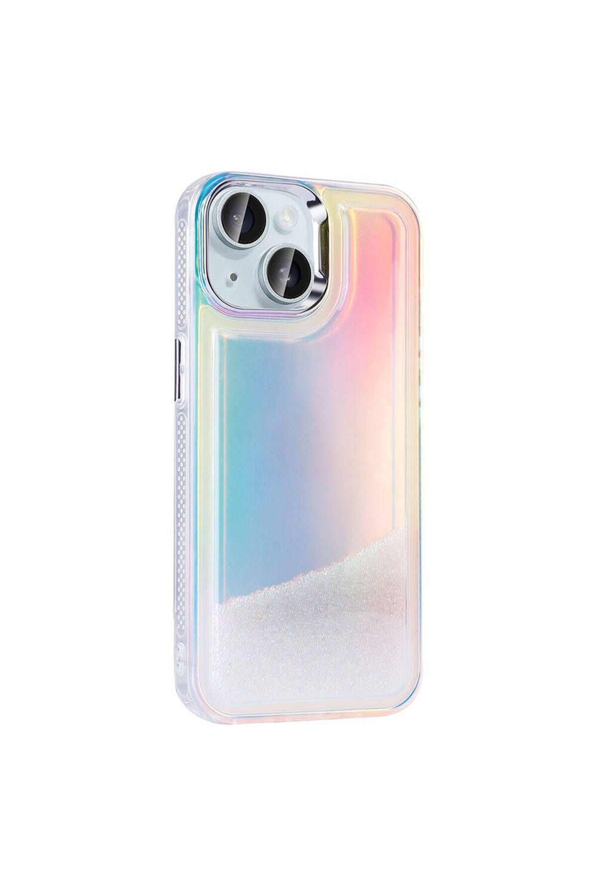 iPhone 15 Kılıf Airbagli Renkli Arka Yüzey Boncuk Tasarımlı Zore Kumul Kapak - Pembe