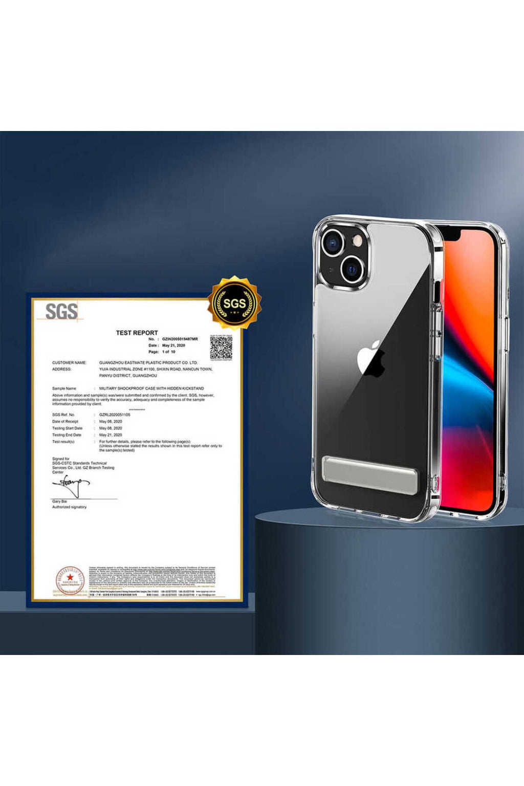 iPhone 14 Uyumlu Standlı Şeffaf Silikon Zore L-Stand Kılıf-Renksiz