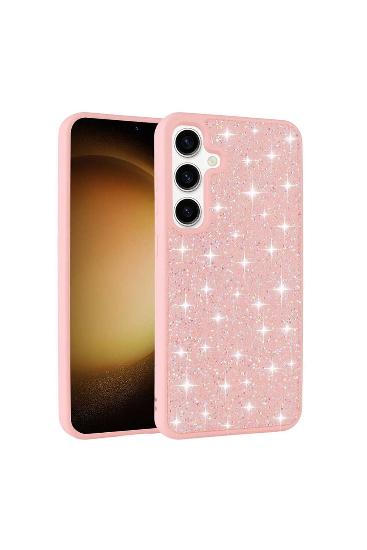 Galaxy S24 Uyumlu Parlak Taşlı Tasarım Pırlanta Zore Kılıf-Siyah