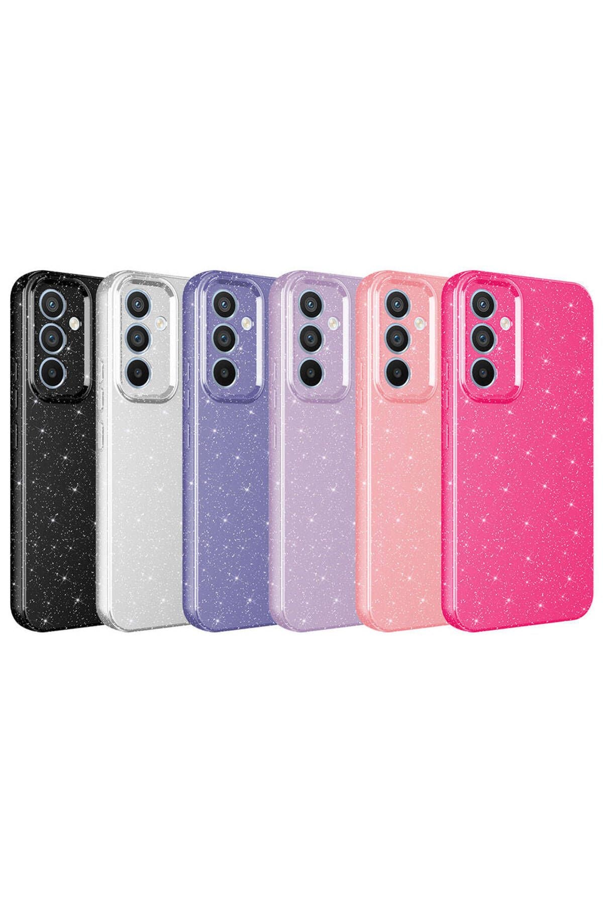 Galaxy A05S Kılıf Kamera Korumalı Simli Lüks Zore Koton Kapak - Pembe Koyu