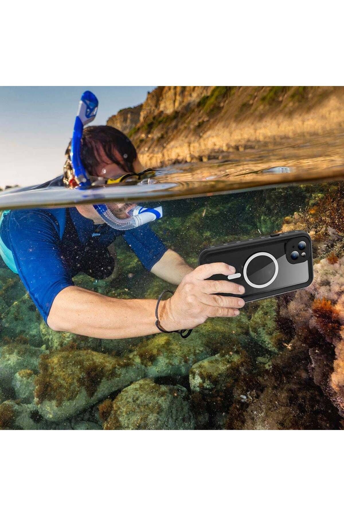 iPhone 15 Plus Uyumlu 1-1 Su Geçirmez Kılıf-Siyah