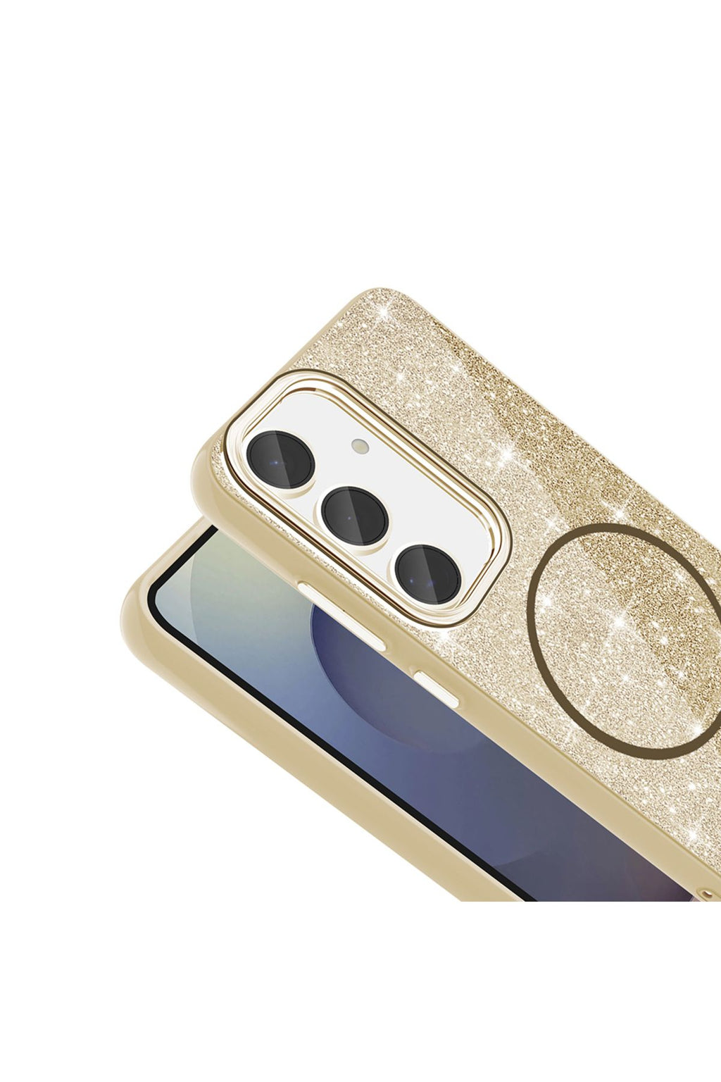 Galaxy S23 FE Kılıf Magsafe Şarj Özellikli Parlayan Simli Zore Okso Kapak - Derin Mor