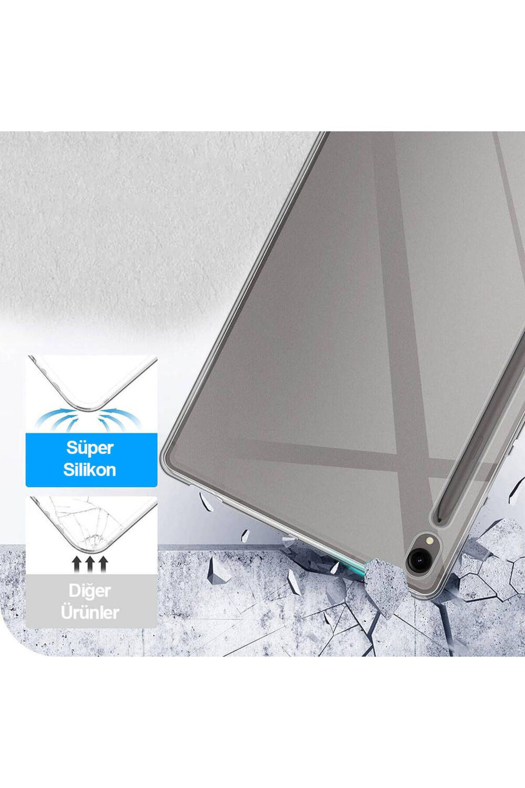 Galaxy Tab S9 Kılıf  Uyumlu Zore Tablet Süper Silikon Kapak-Renksiz