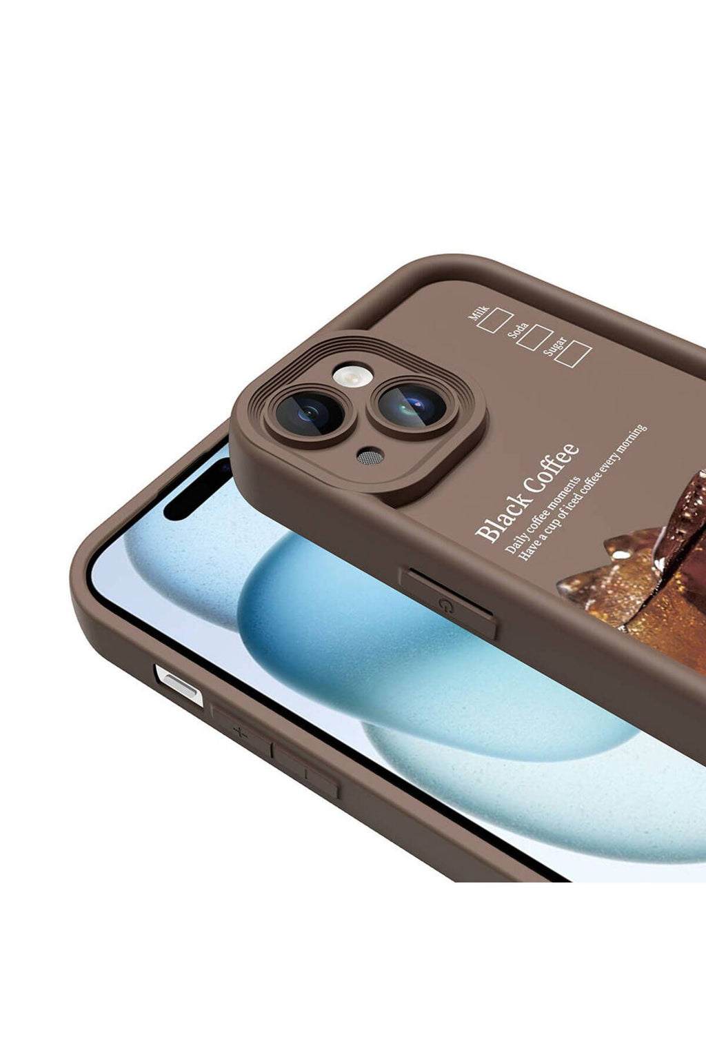 iPhone 15 Kılıf Kamera Korumalı Baskılı Arka Yüzey Zore Klas Kapak - Açık Kahve