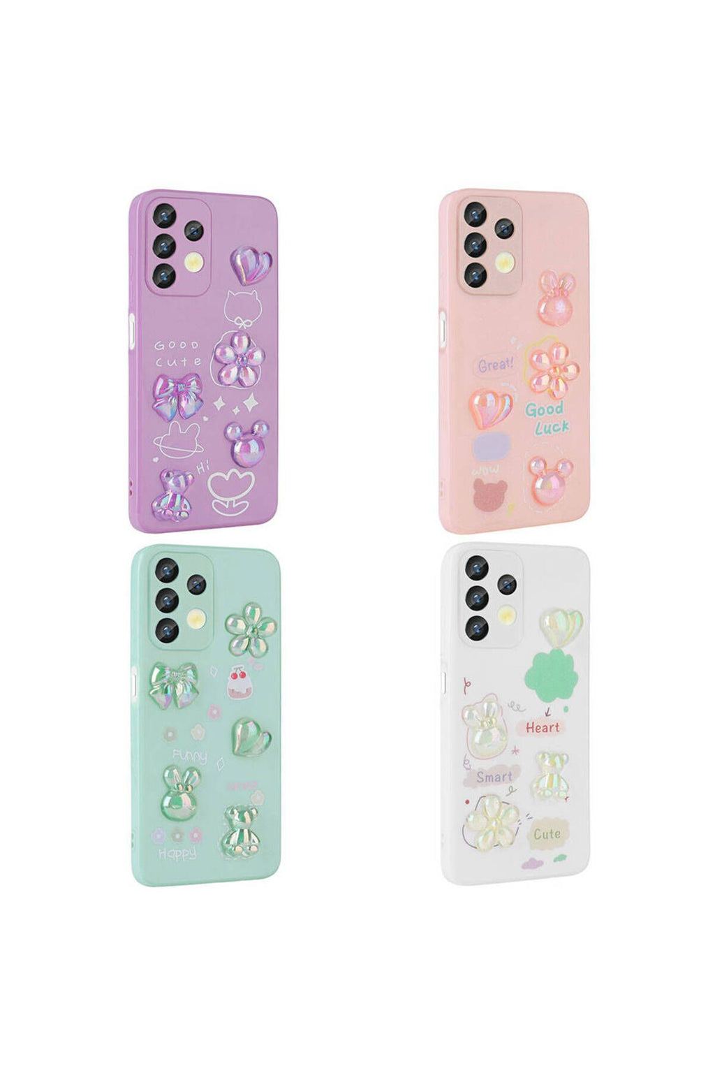 Galaxy A13 4G Kılıf Kabartma Figürlü Parlak Zore Toys Silikon Kapak - Mor